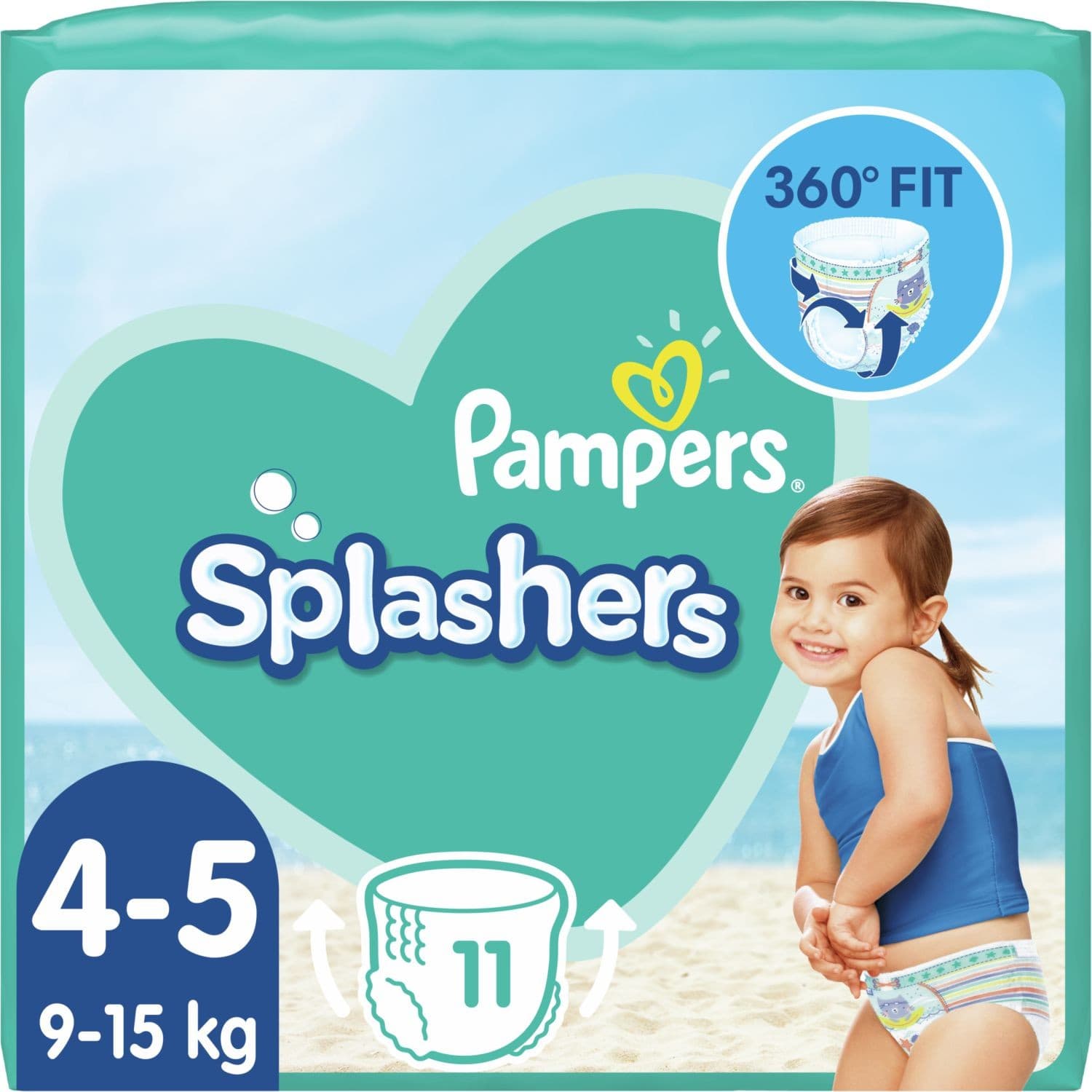 Pampers Splashers Vel. 4-5, plenkové kalhotky do vody 11ks