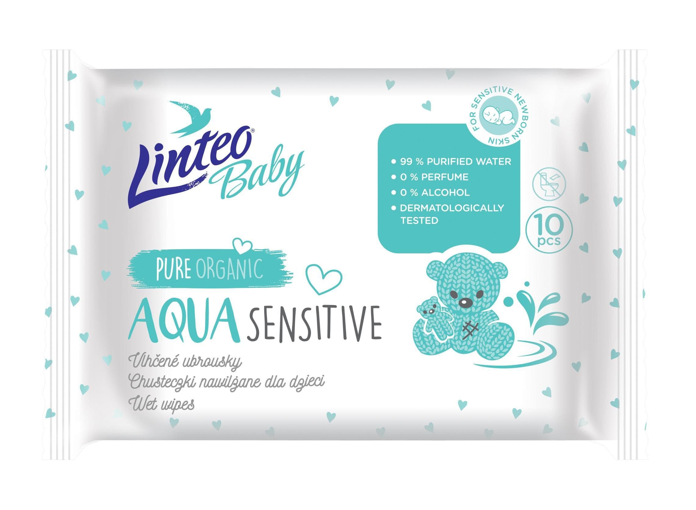 Linteo Baby Vlhčené ubrousky Aqua Sensitive 10ks