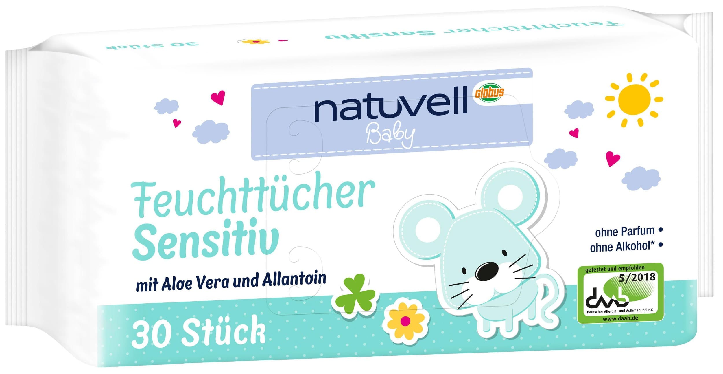 Natuvell Dětské vlhčené ubrousky sensitive 30ks