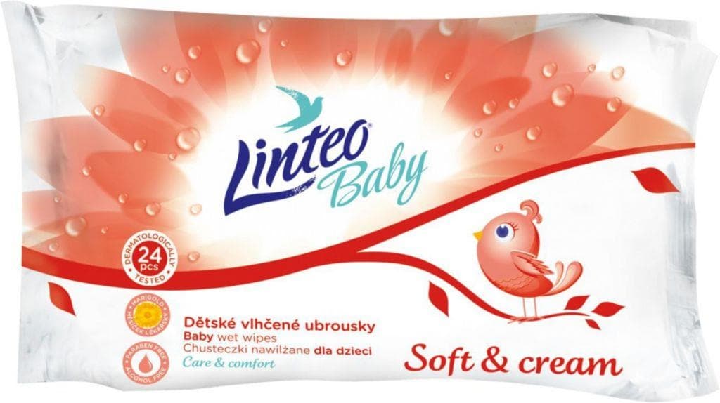 Linteo Baby vlhčené dětské ubrousky pro zjemnění pokožky 24ks