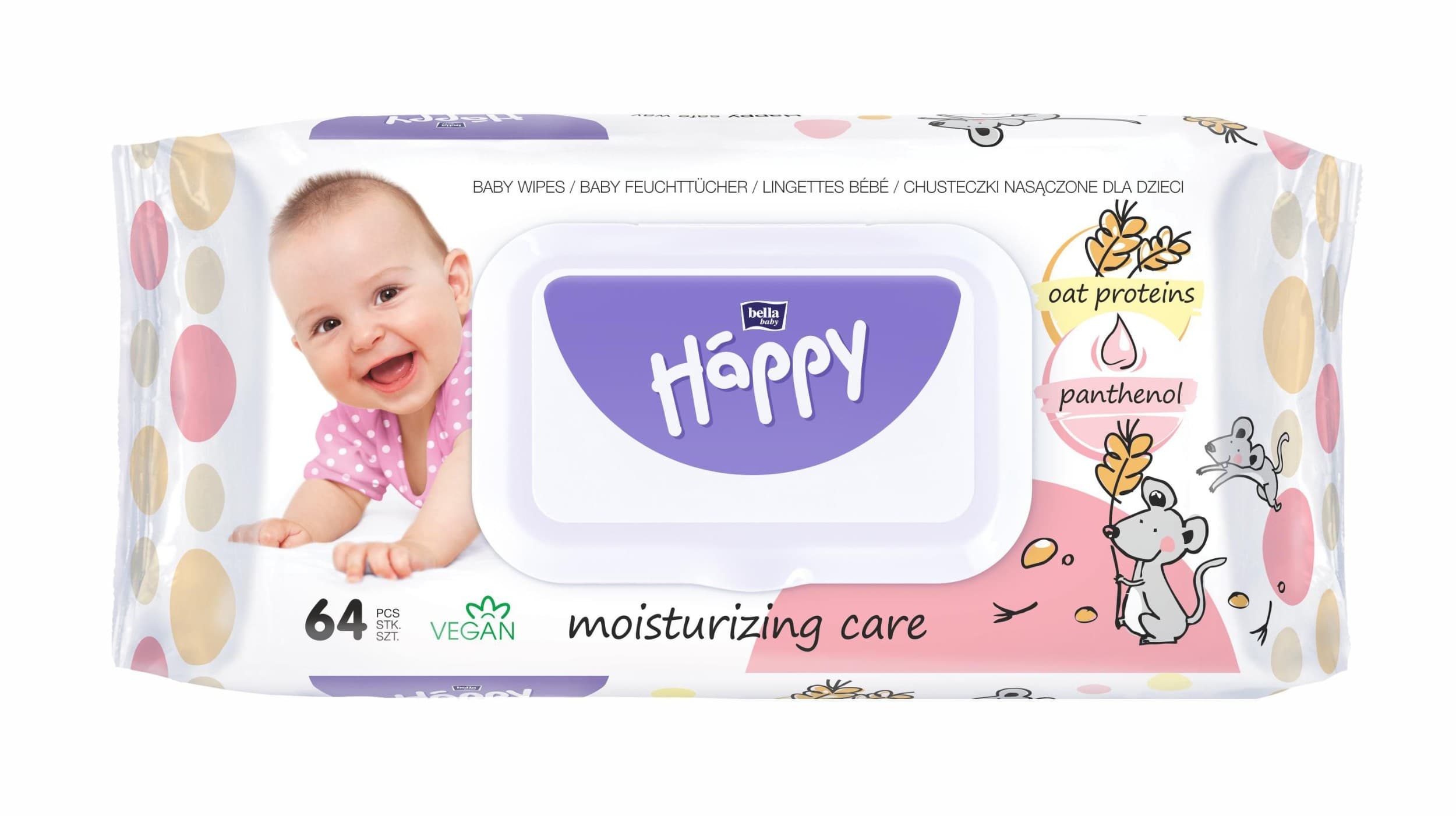 Bella Baby Happy Čisticí ubrousky oat protein a panthenol 64 ks