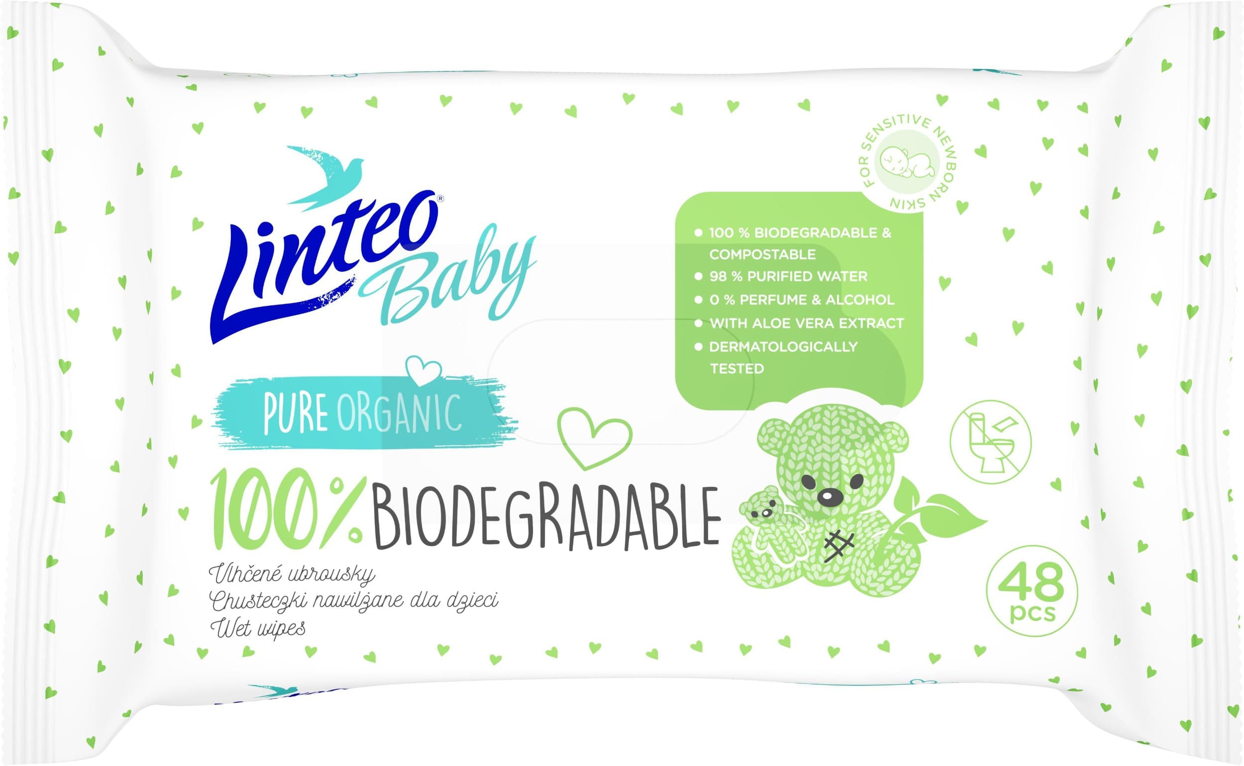 Linteo Baby 100% BIOdegradable Vlhčené ubrousky 48ks