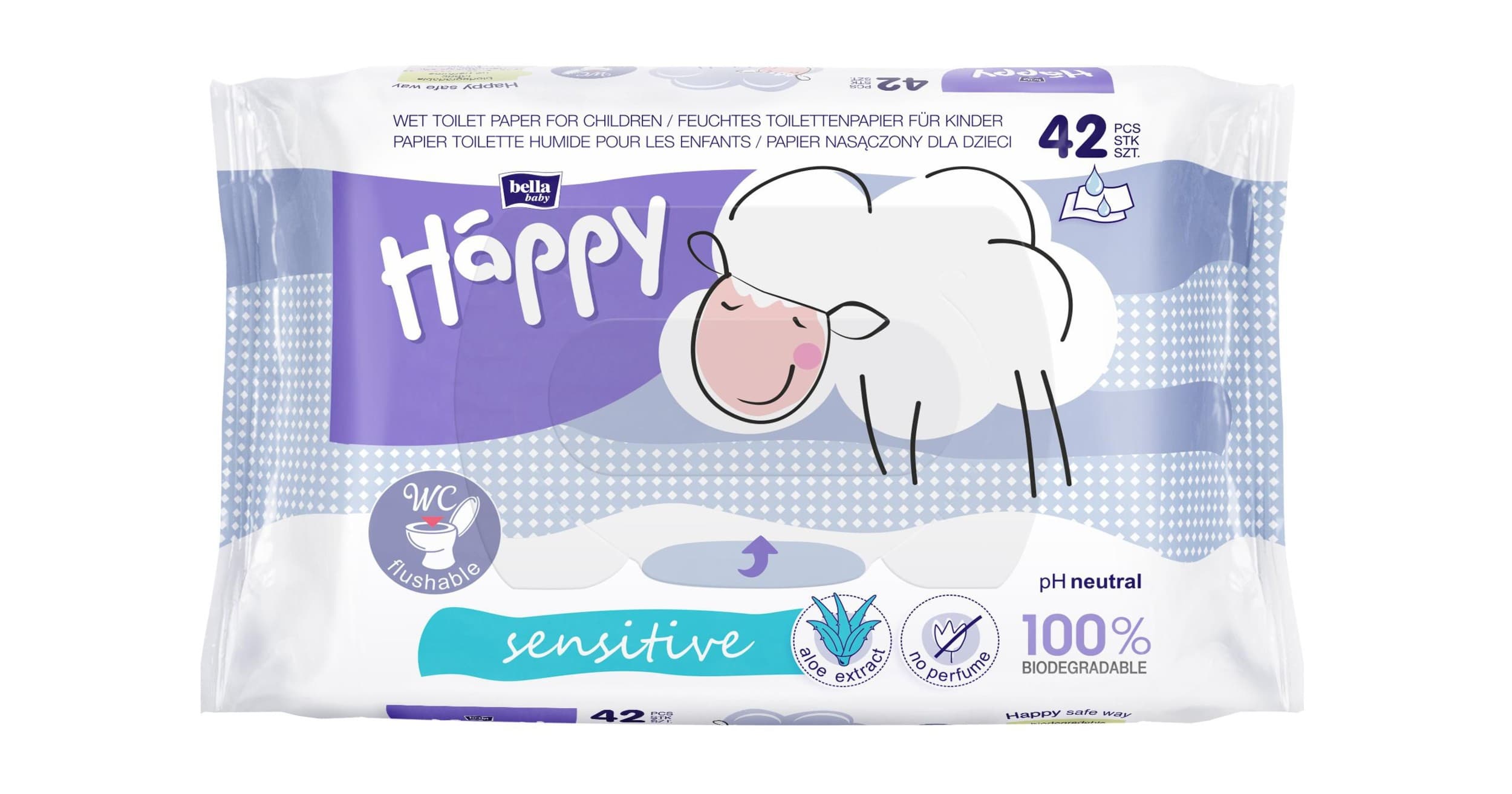 Bella Happy Vlhčený toaletní papír Sensitive pro děti 42 ks