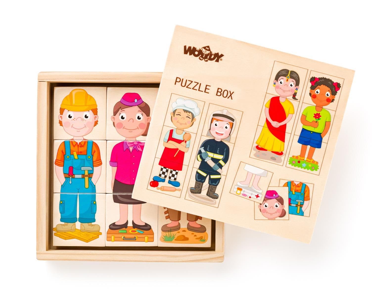 WOODY Puzzle - Lidé a povolání z celého světa, v dřevěné krabičce