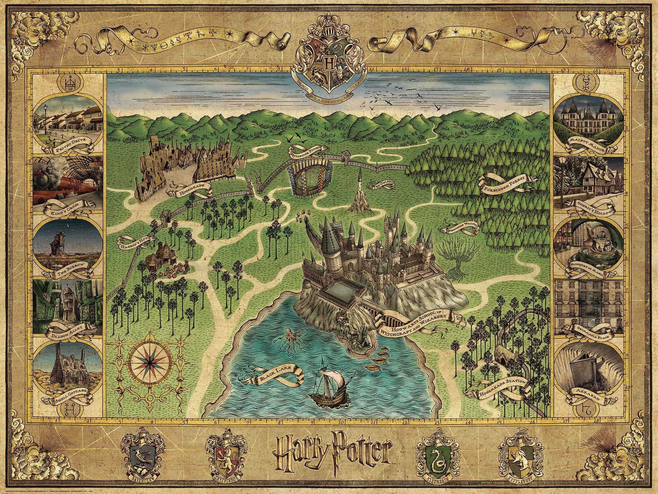 Ravensburger puzzle 120007203 Harry Potter: Mapa Bradavic 1500 dílků