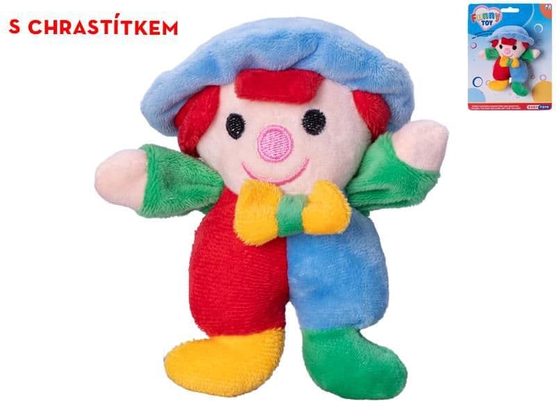 Klaun 13,5cm plyšový s chrastítkem 0m+