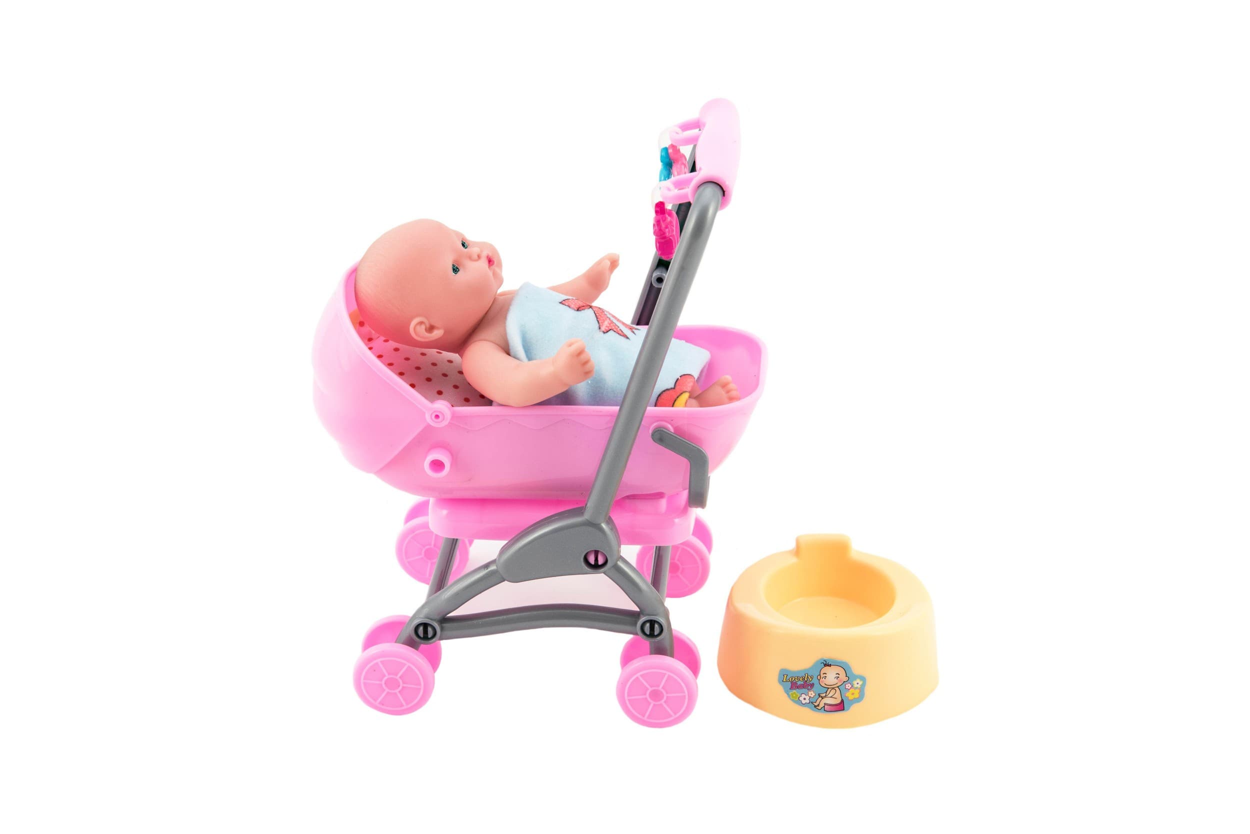 Teddies Miminko panenka kloubová 12cm v kočárku