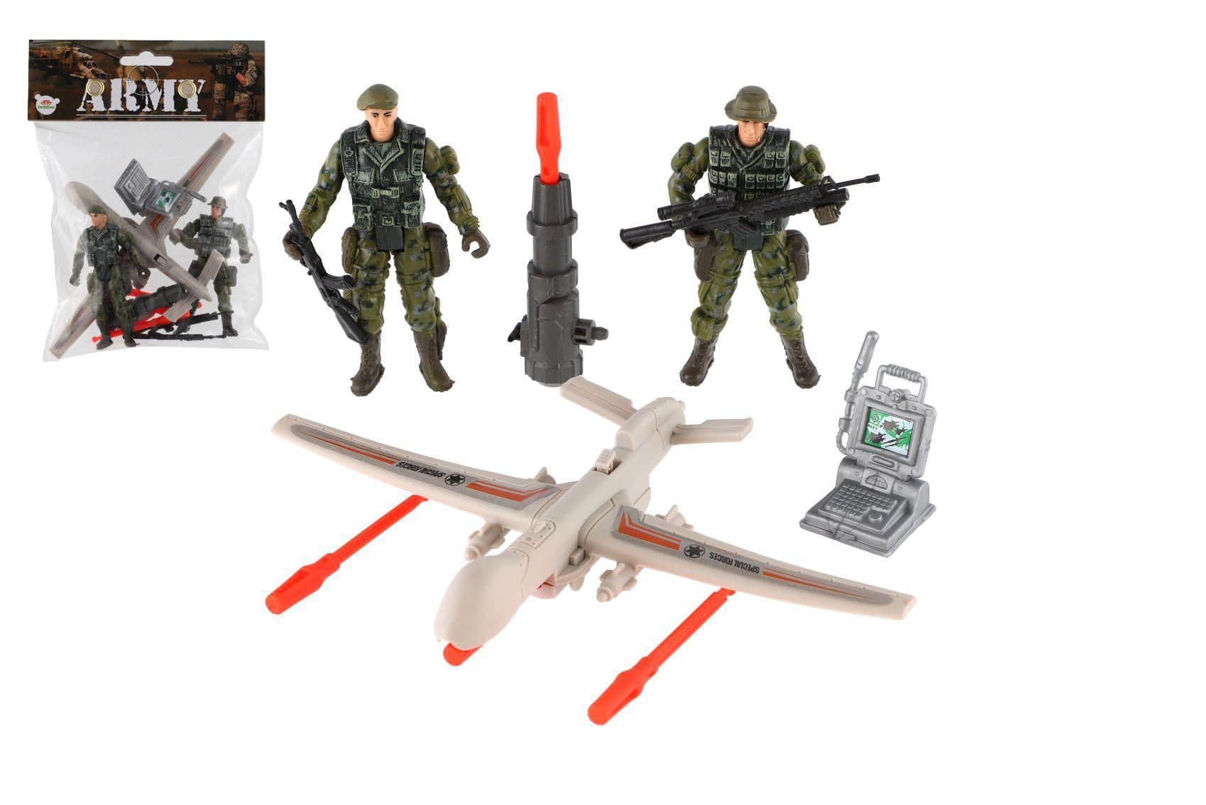 Teddies Sada vojáci s dronem s doplňky