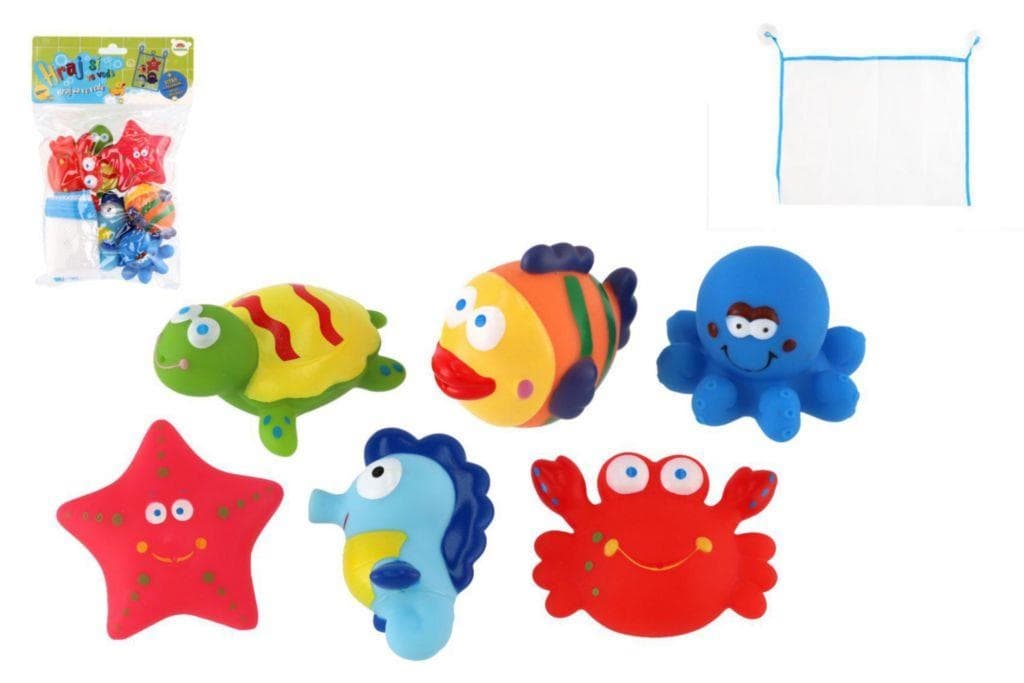 Teddies Zvířátka do vany gumová 6ks se síťkou
