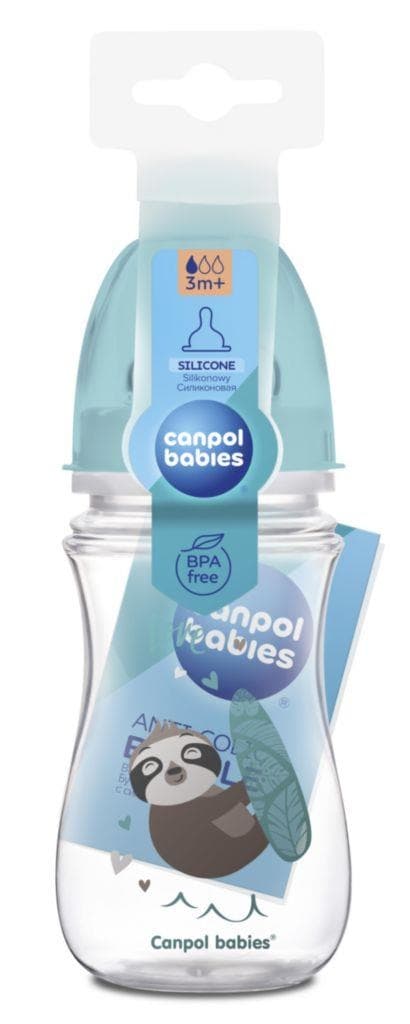 Canpol babies Lahev se širokým hrdlem EXOTIC ANIMALS 240ml modrá