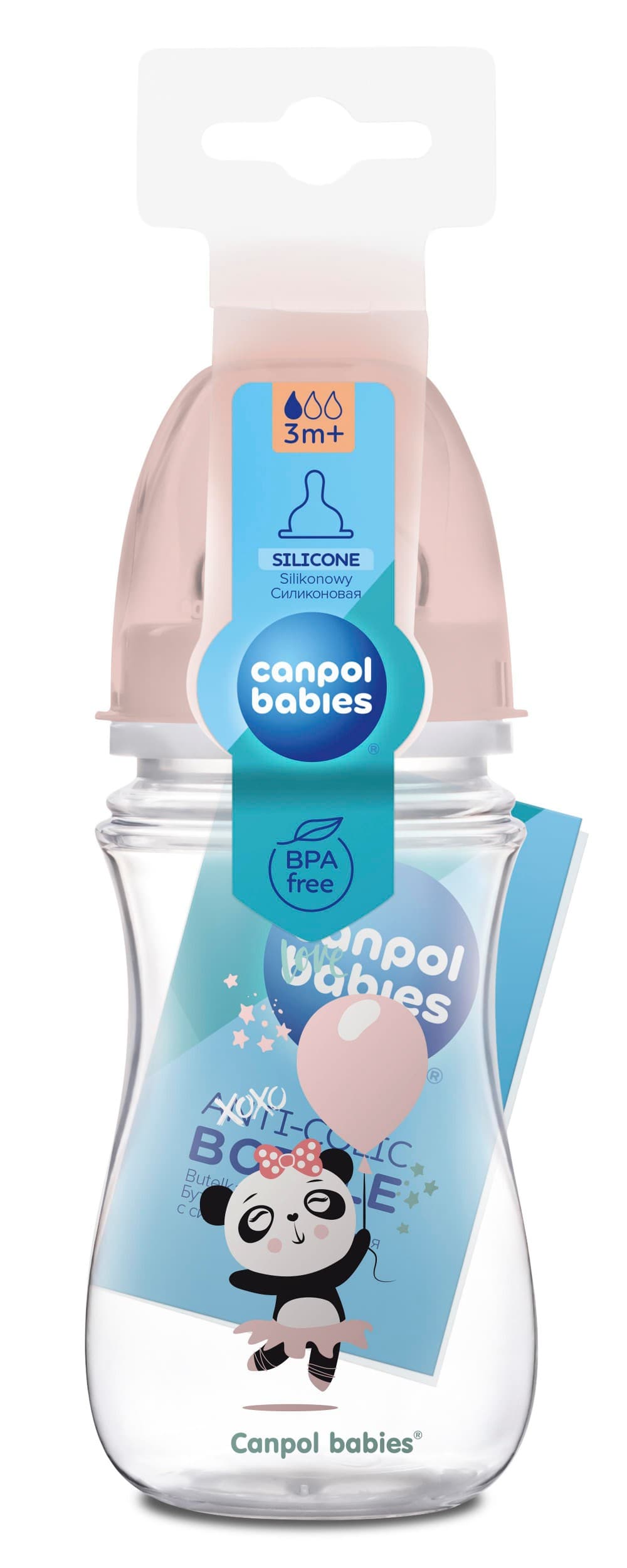 Canpol babies Lahev se širokým hrdlem EXOTIC ANIMALS 240ml růžová