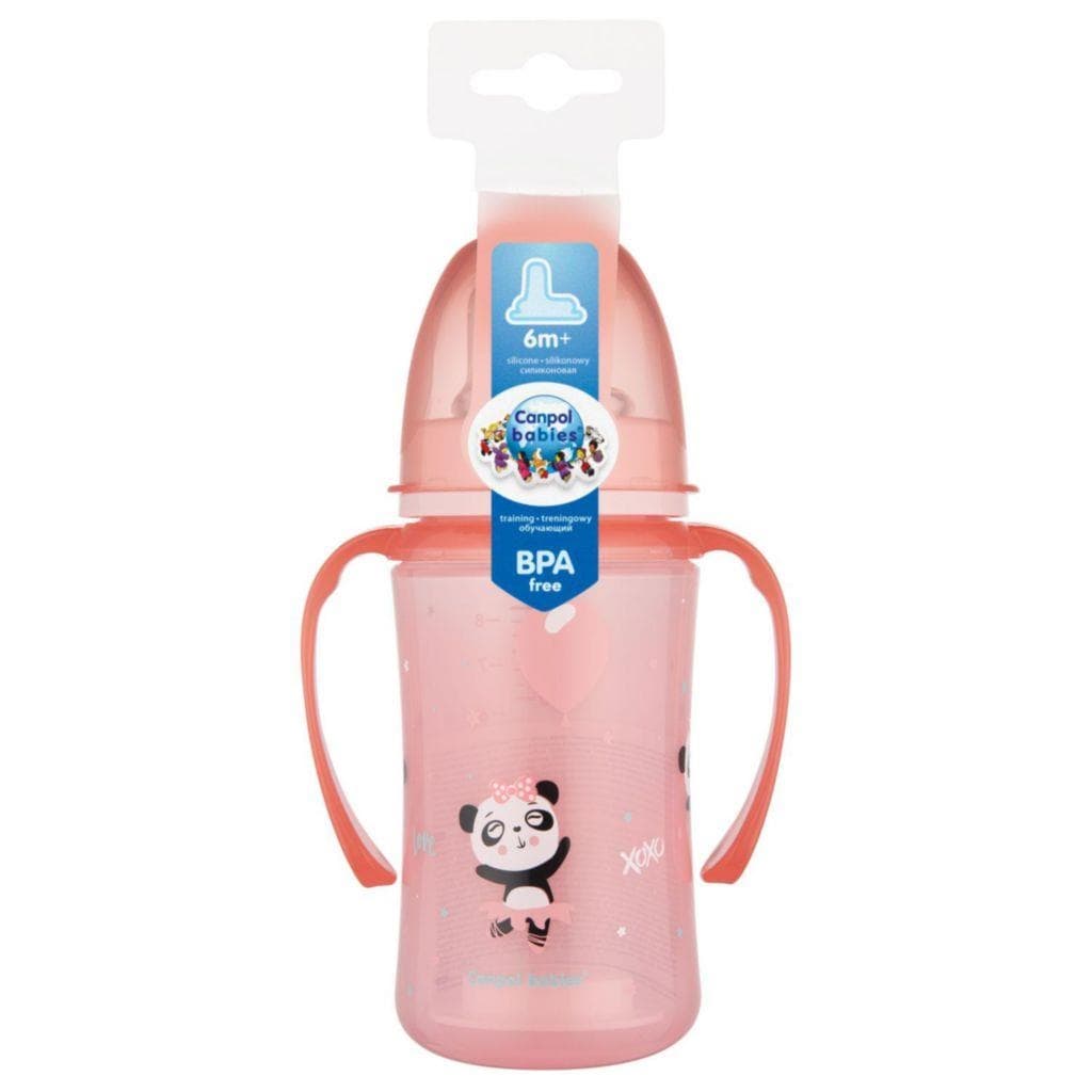 Canpol babies Tréninkový hrneček EXOTIC ANIMALS 240ml růžový