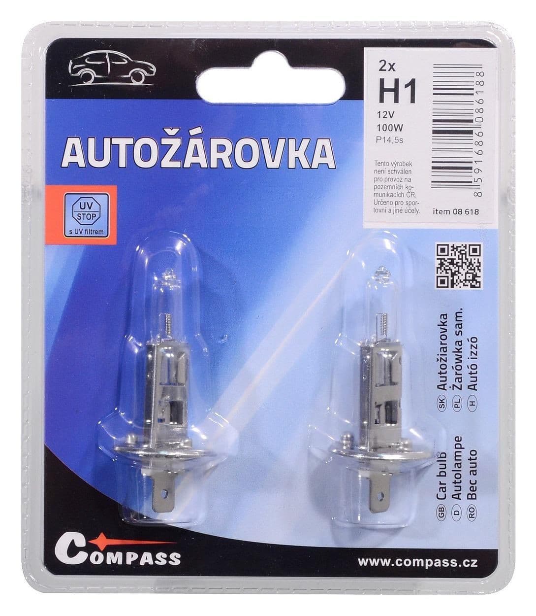 Autožárovka 12V H1 100W P14,5s blister 2ks
