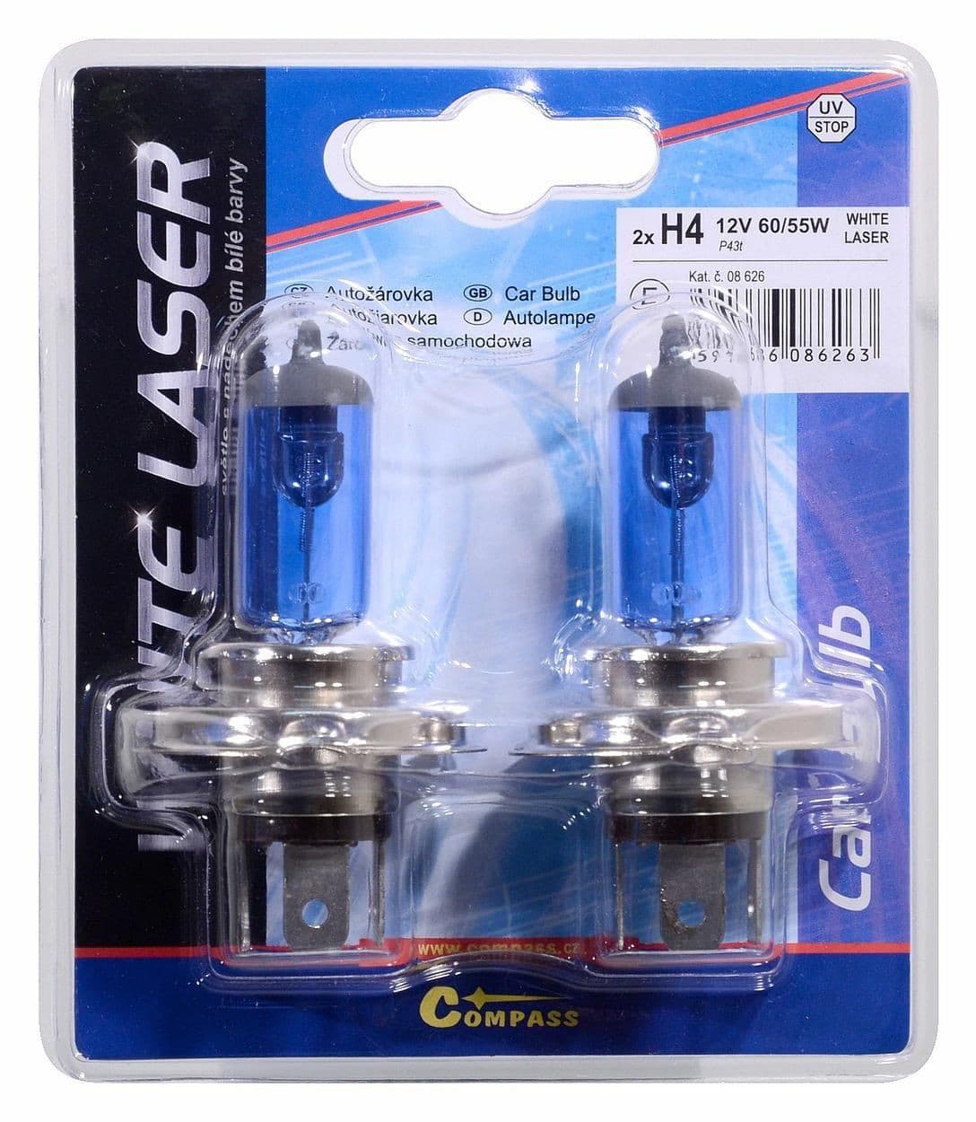 Autožárovka 12V  H4  60/55W P43t WHITE LASER blister 2ks