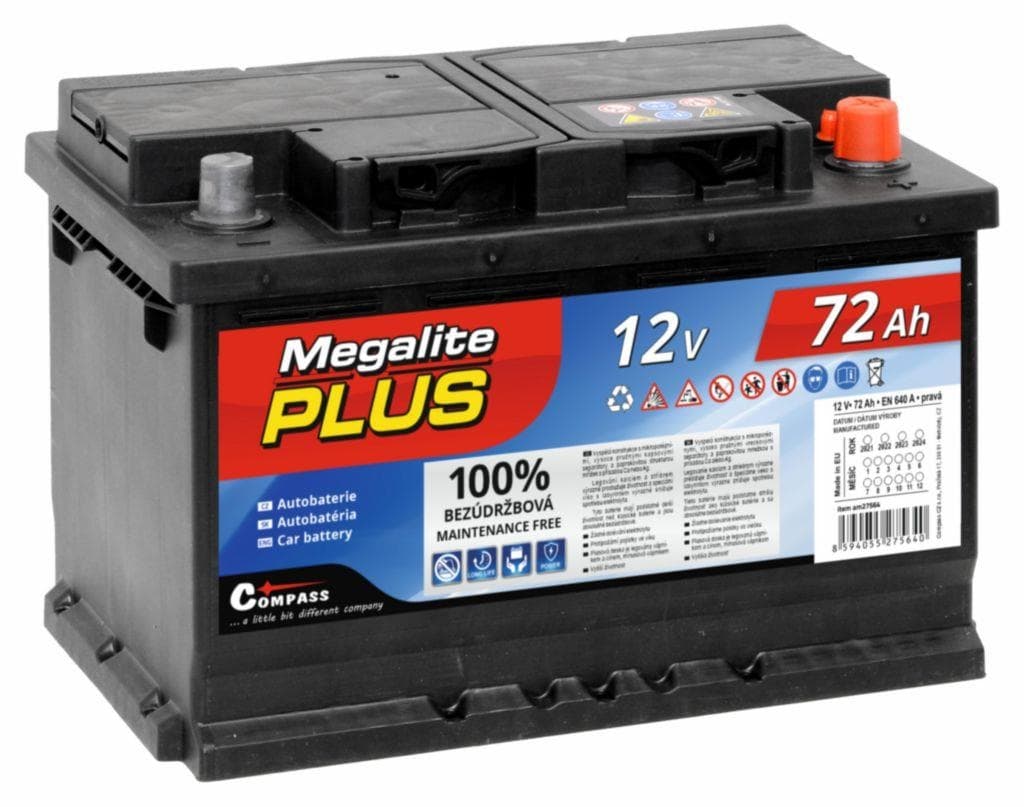 Autobaterie MEGALITE PLUS 12V 72Ah 640A
