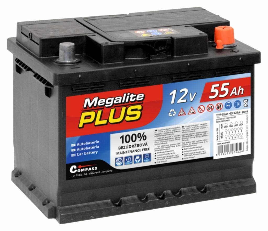 Autobaterie MEGALITE PLUS 12V 55Ah 420A
