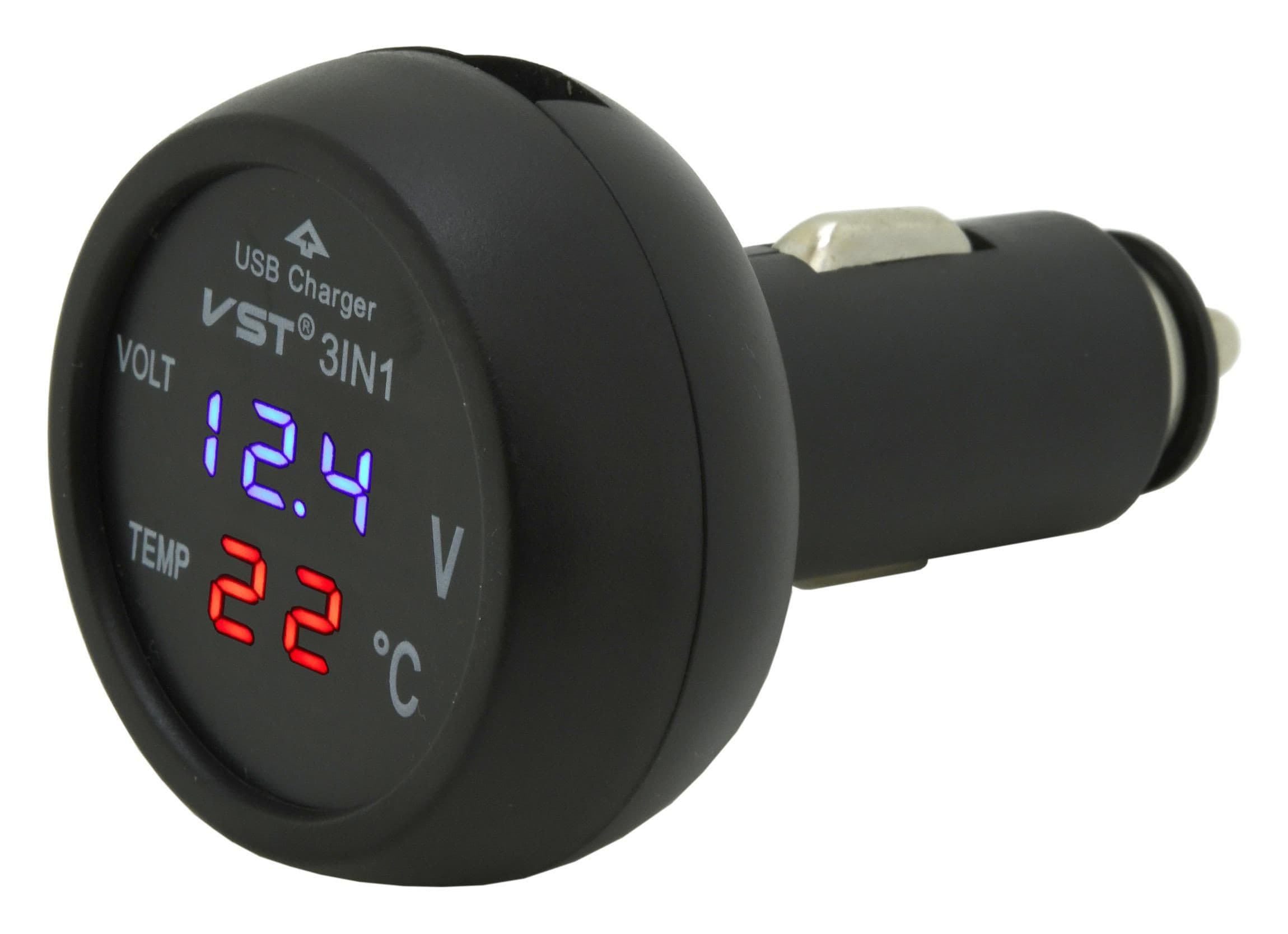 Zástrčka MULTI - USB voltmetr teploměr