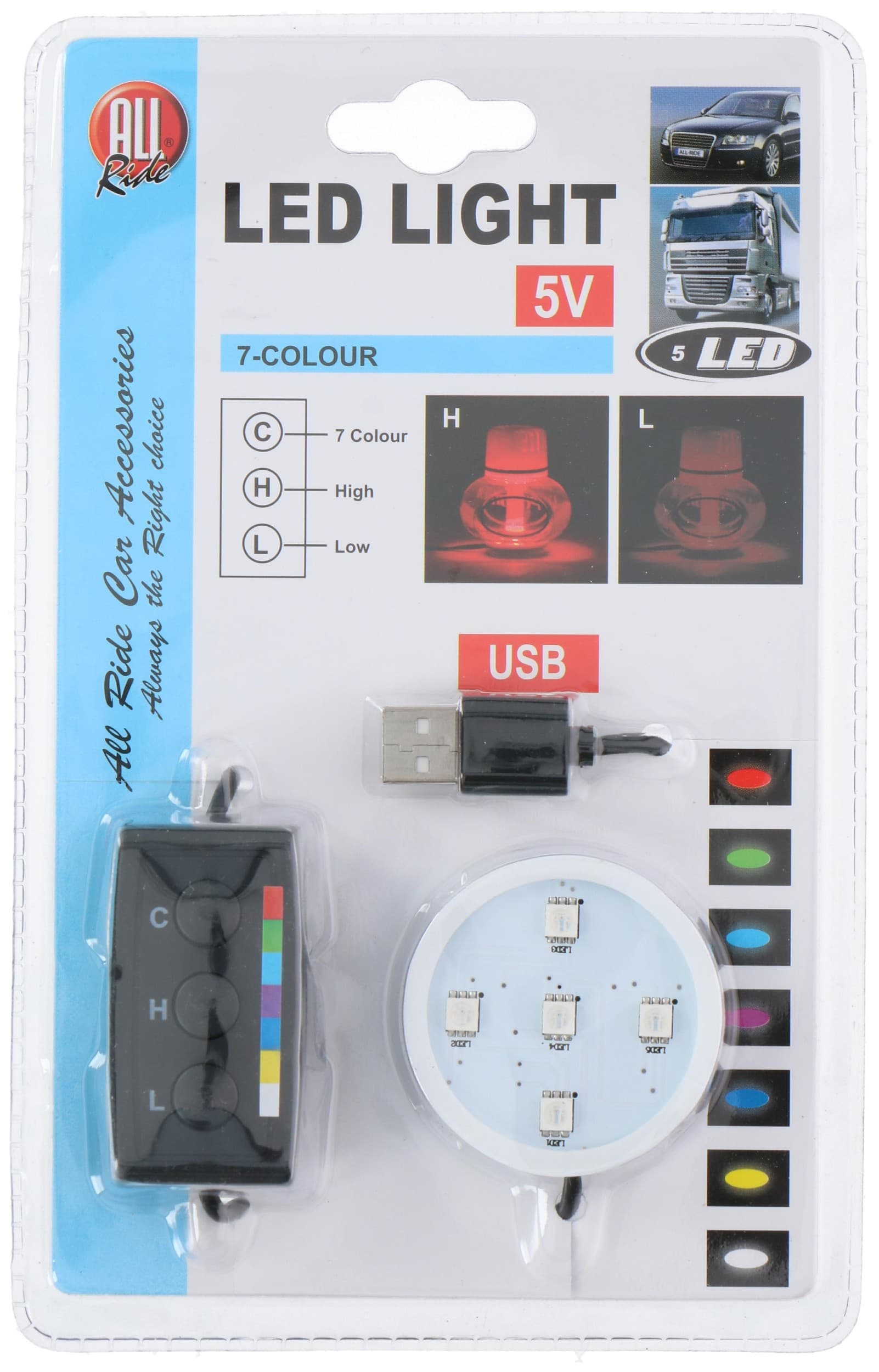 All Ride LED podstavec 7 barev USB
