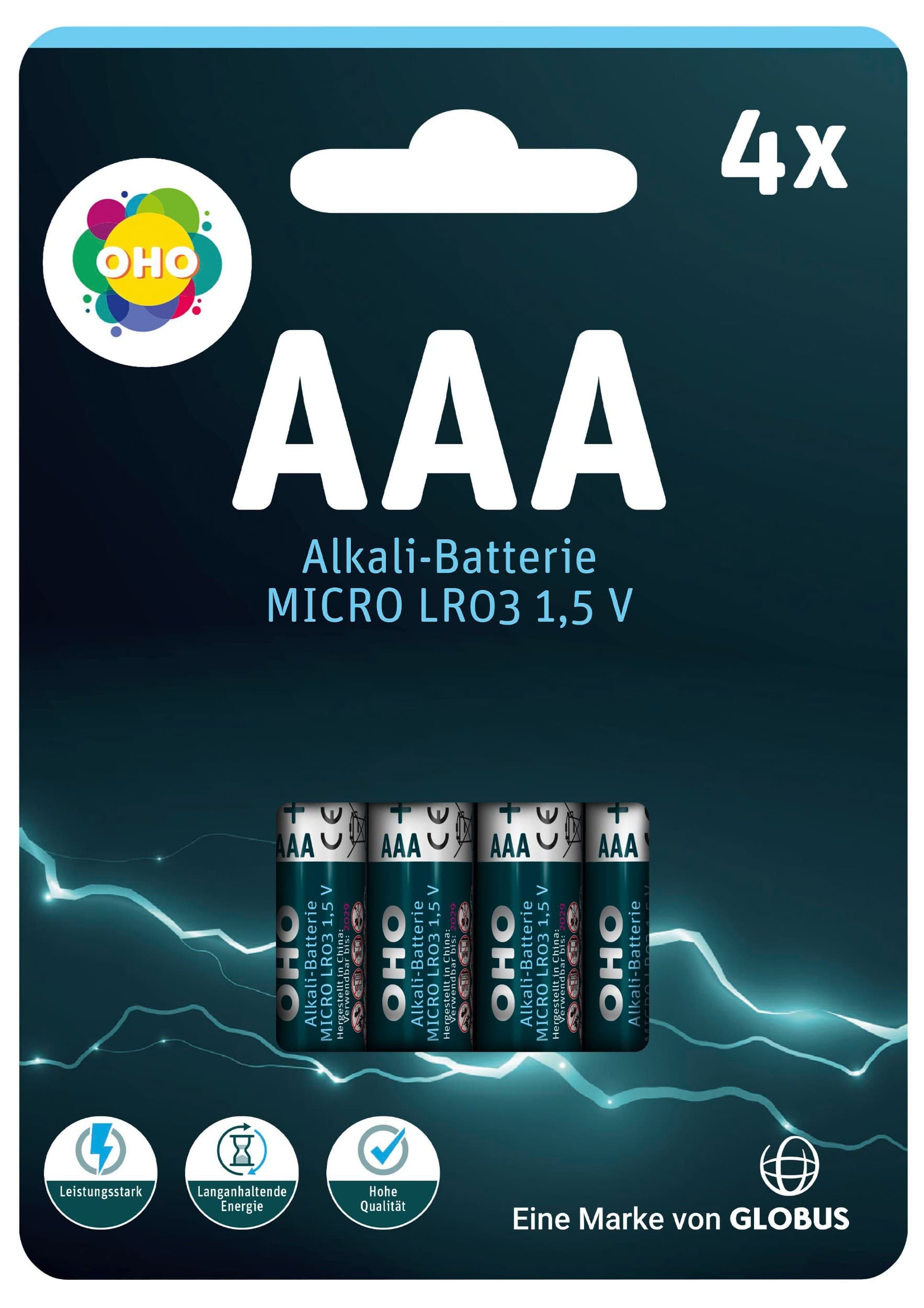 OHO Alkalická baterie AAA 4 ks