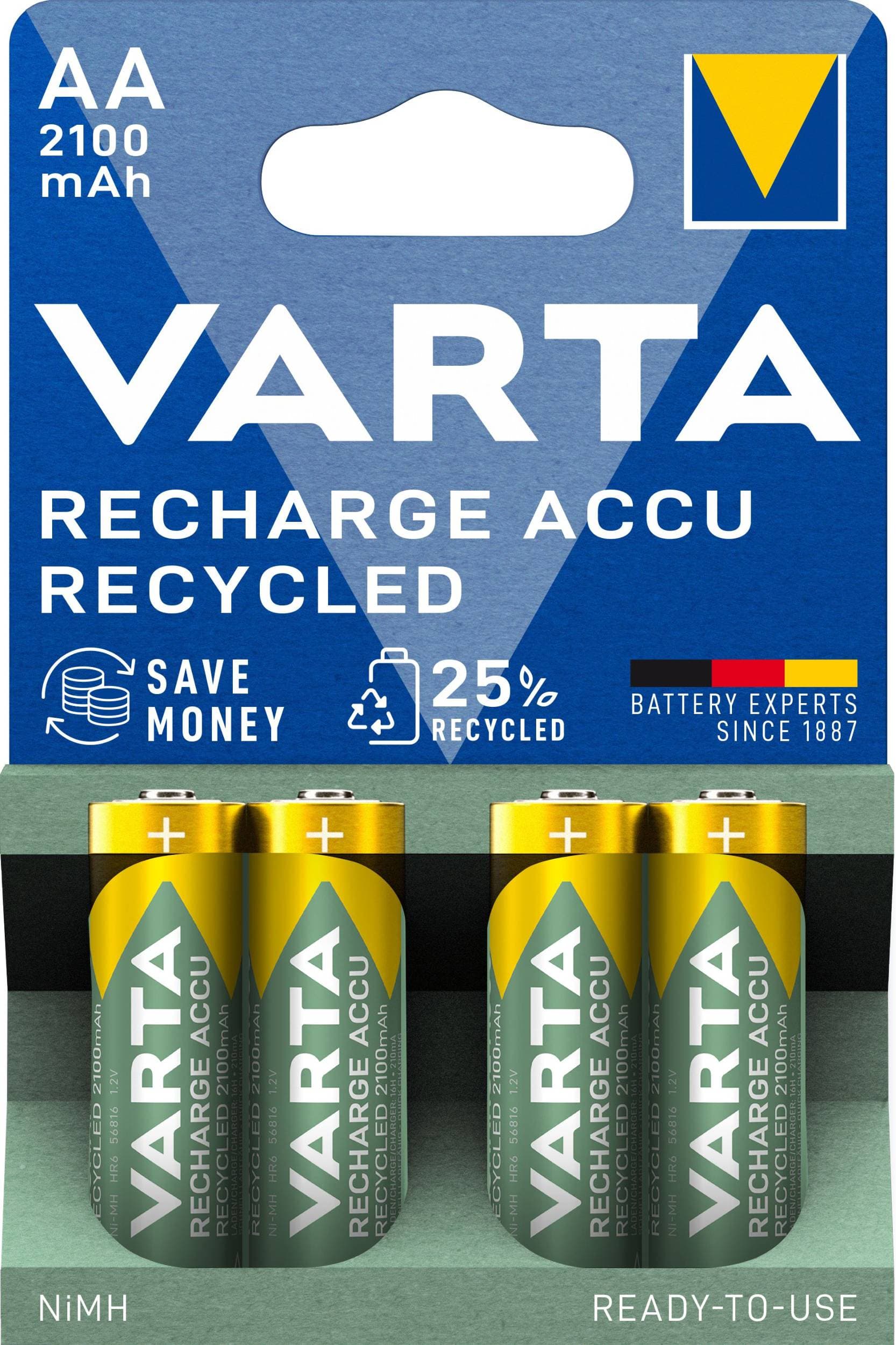 Nabíjecí baterie VARTA Recharge Accu Recycled 4ks AA 2100 mAh R2U