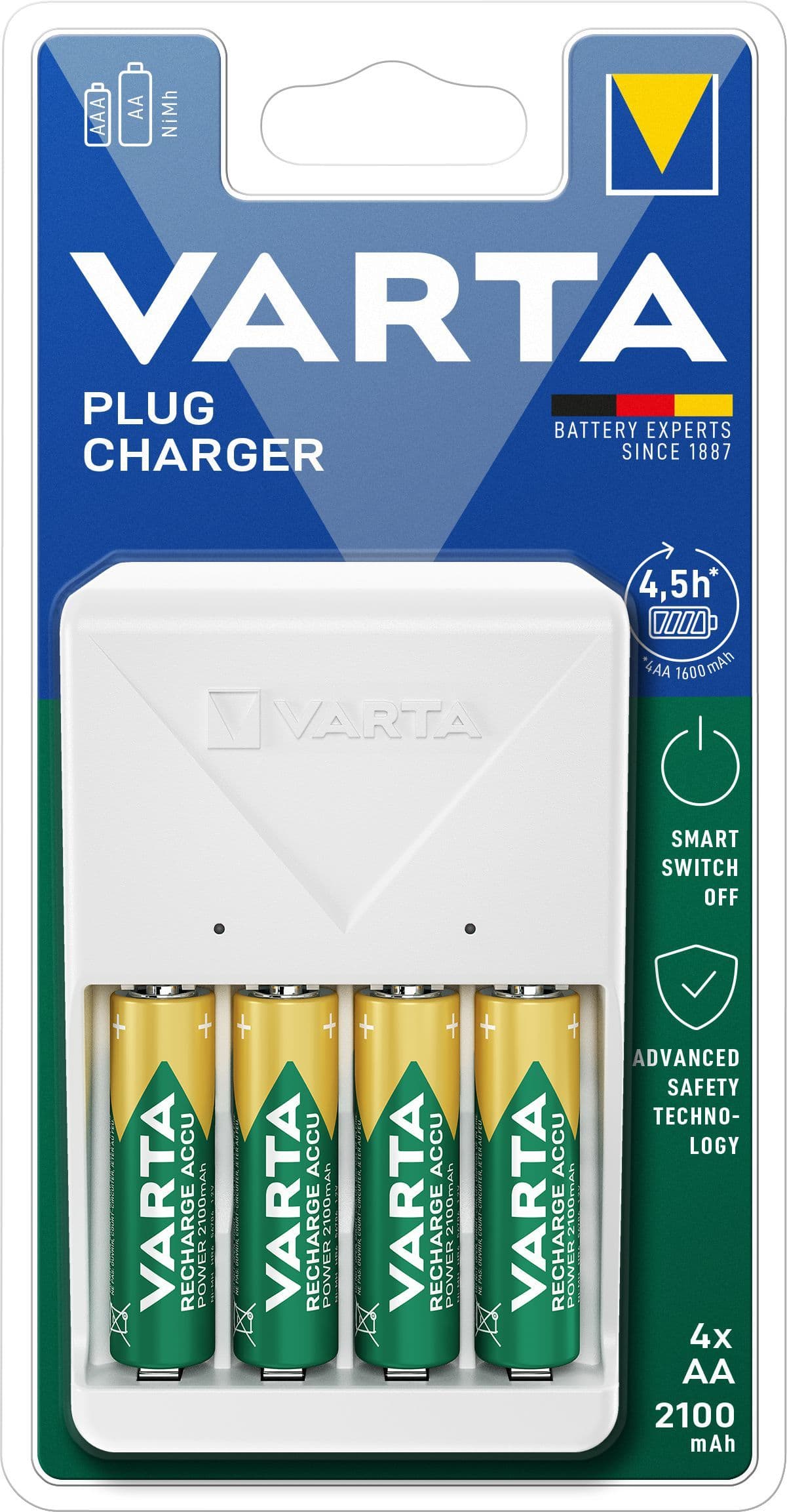 Varta Nabíječka baterií Plug 57657 + 4 AA 2100 mAh R2U