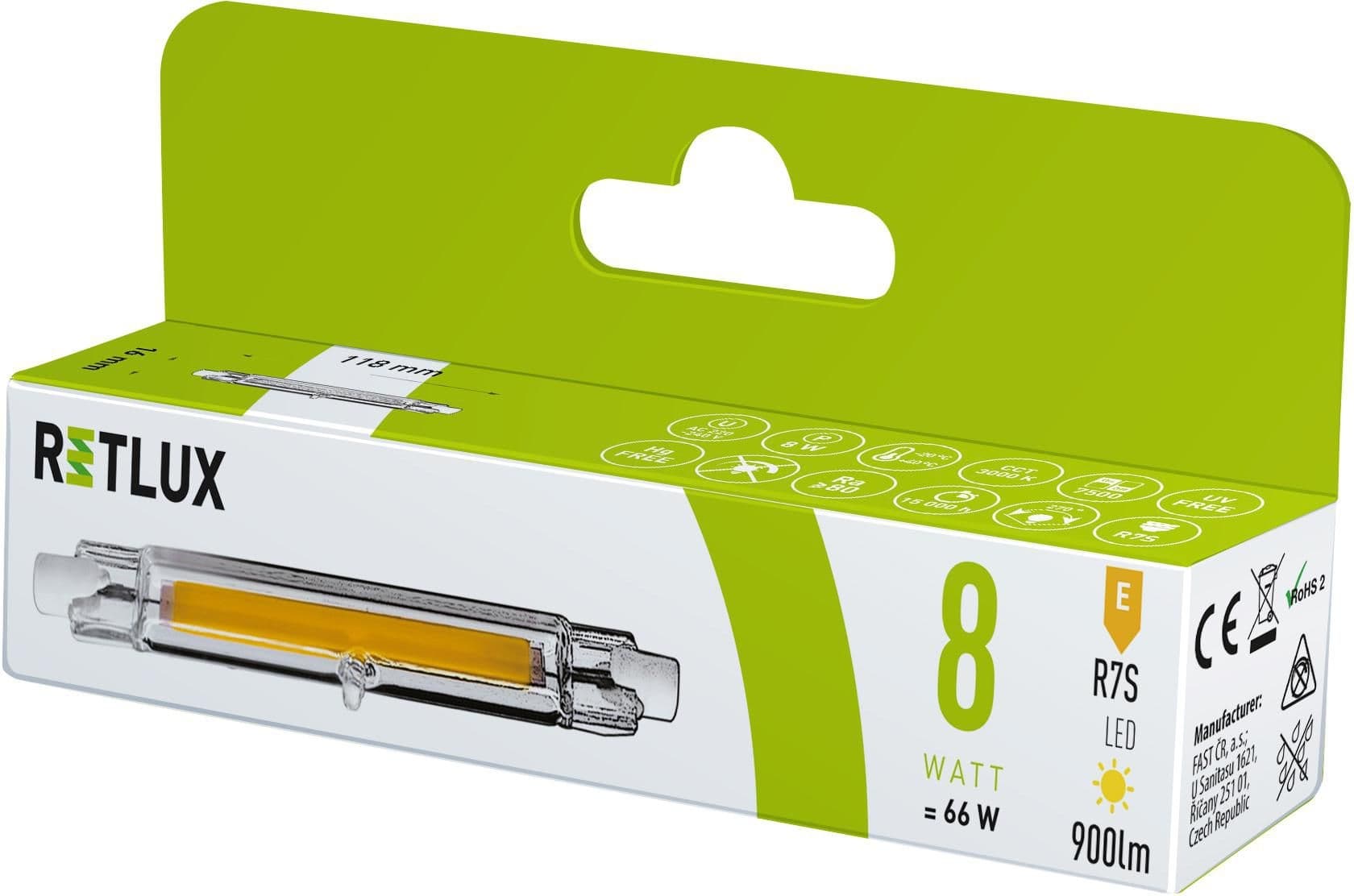 Retlux Led žárovka R7S 8W RLL458 J118