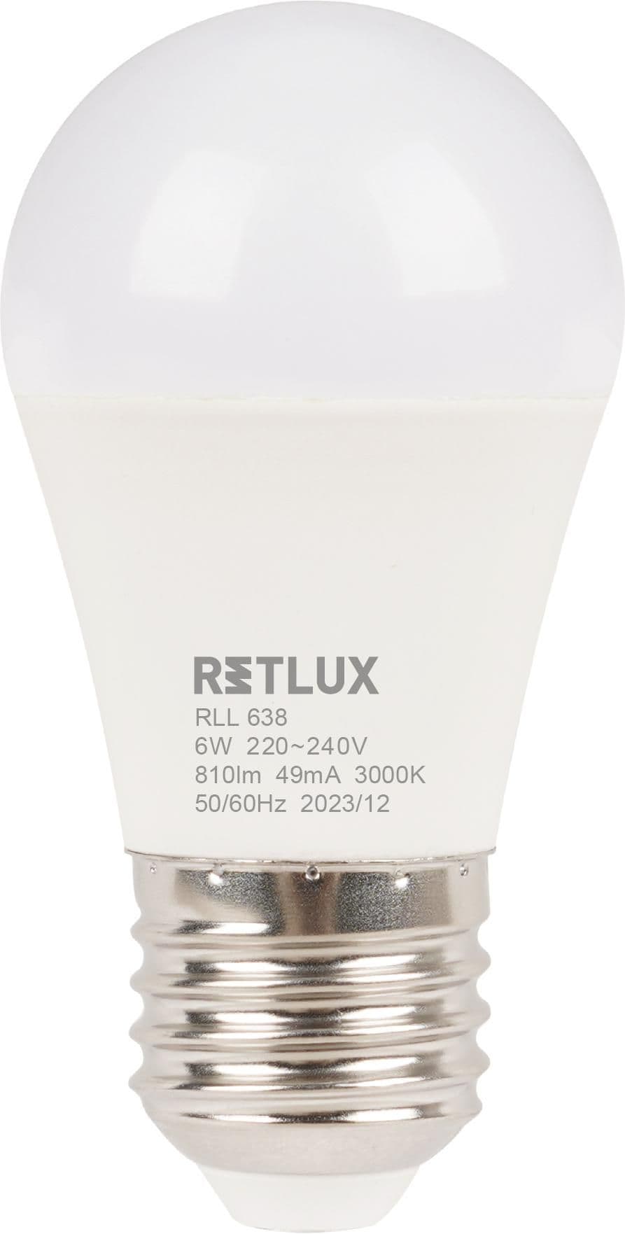 Retlux Led žárovka RLL 638 G45 E27 miniG 6W WW D