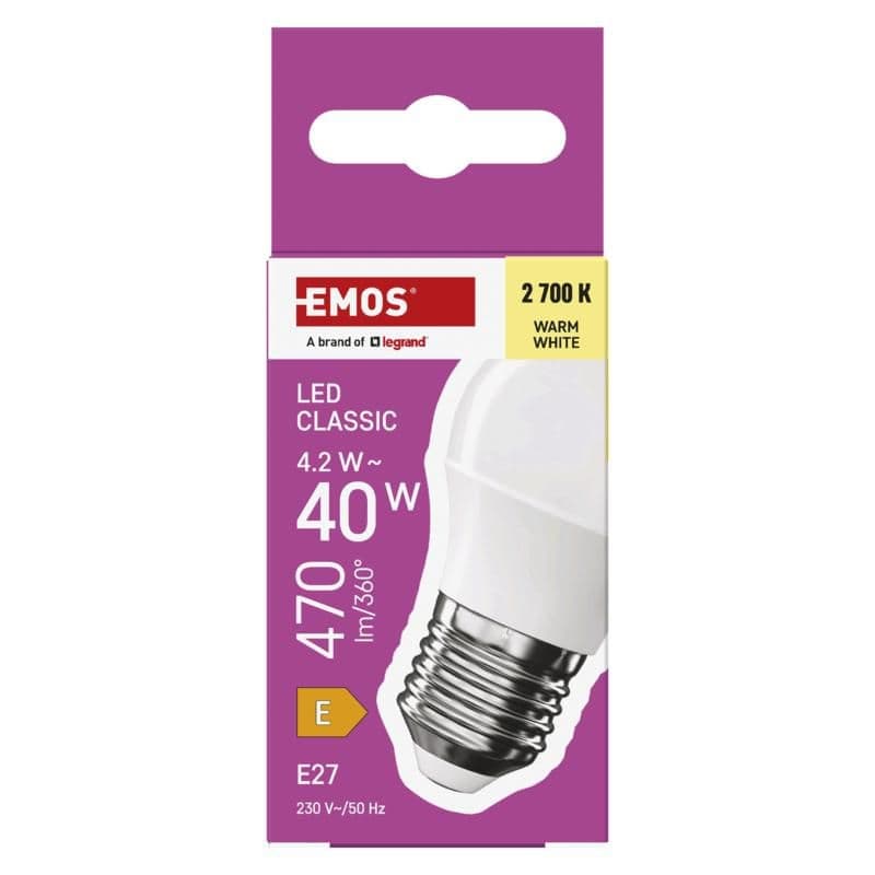 Emos LED CLS MINI GLOBE 4,2W(40W) 470lm E27 WW