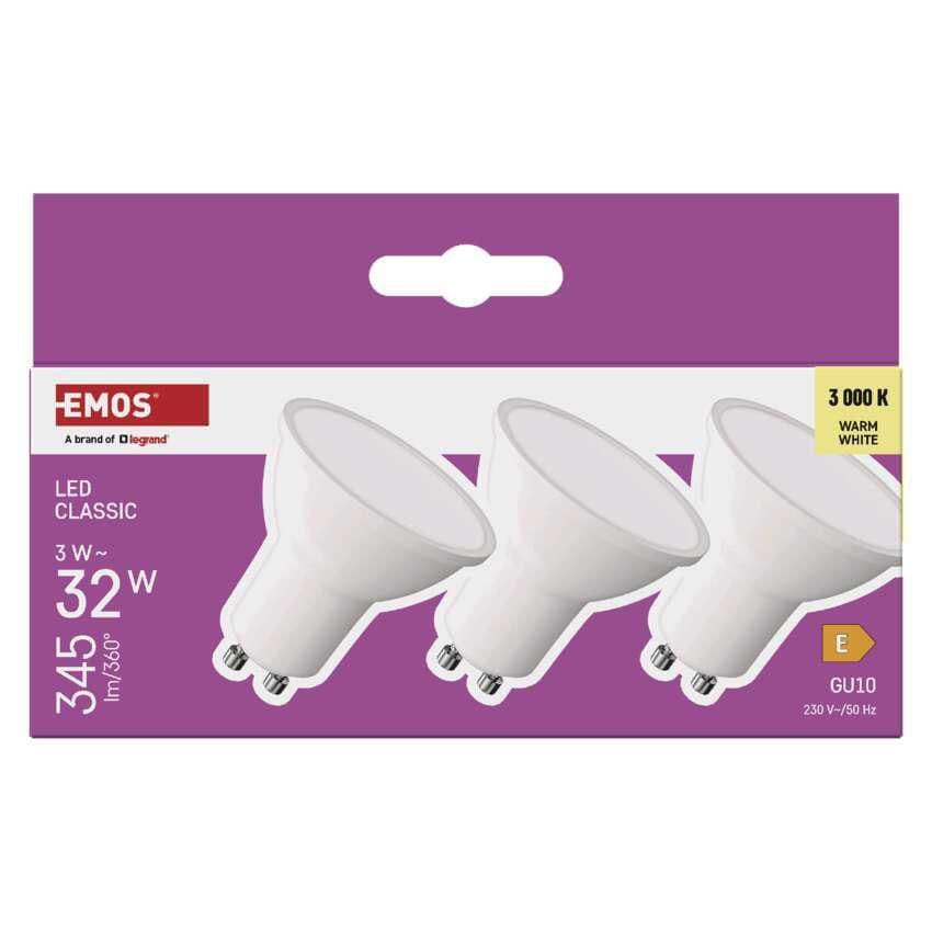 Emos LED CLS MR16 3W(32W) 345lm GU10 WW 3PC