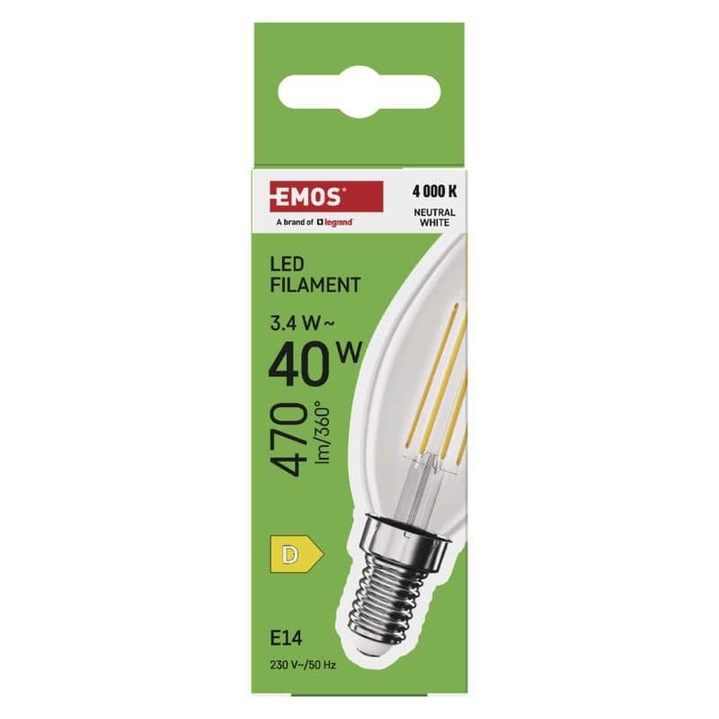 Emos LED FLM CANDLE 3,4W(40W) 470lm E14 NW