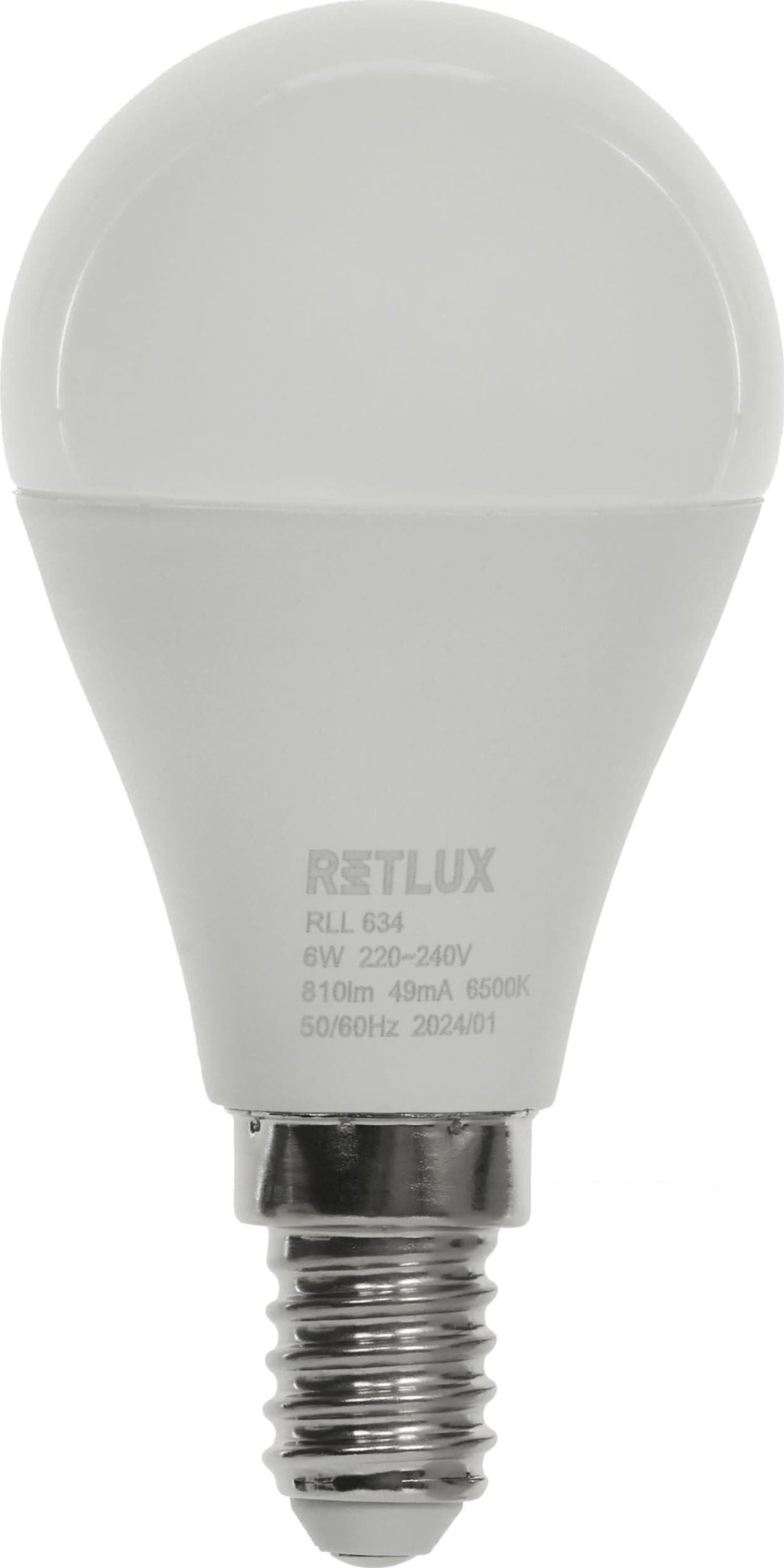 Retlux Led žárovka RLL 634 G45 E14 miniG 6W DL D