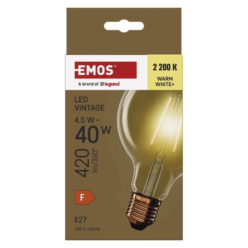 Emos LED VNT G95 4,5W(40W) 420lm E27 WW+