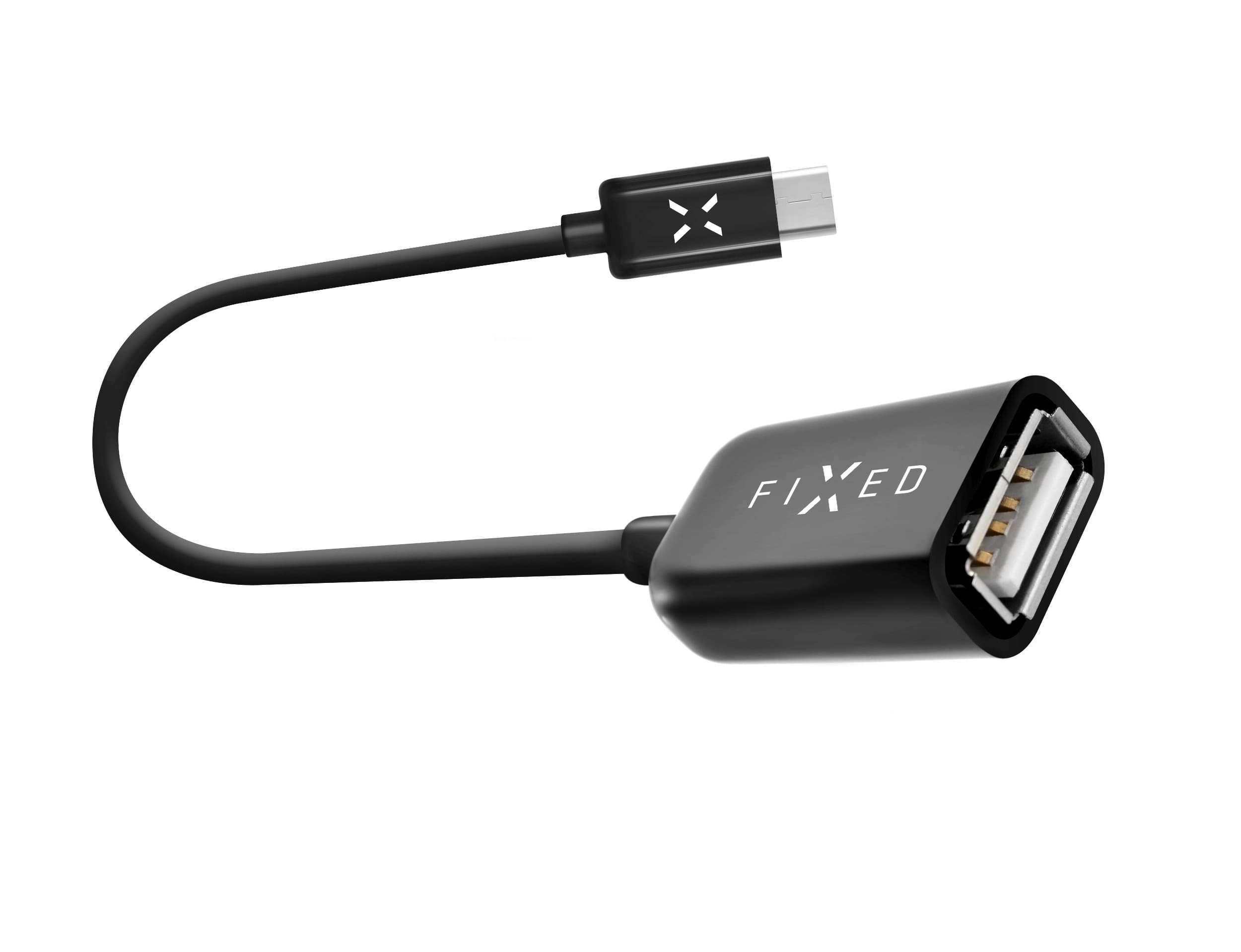 datový kabel FIXED s konektory USB-C/USB-A, USB 2.0, 20 cm, černý
