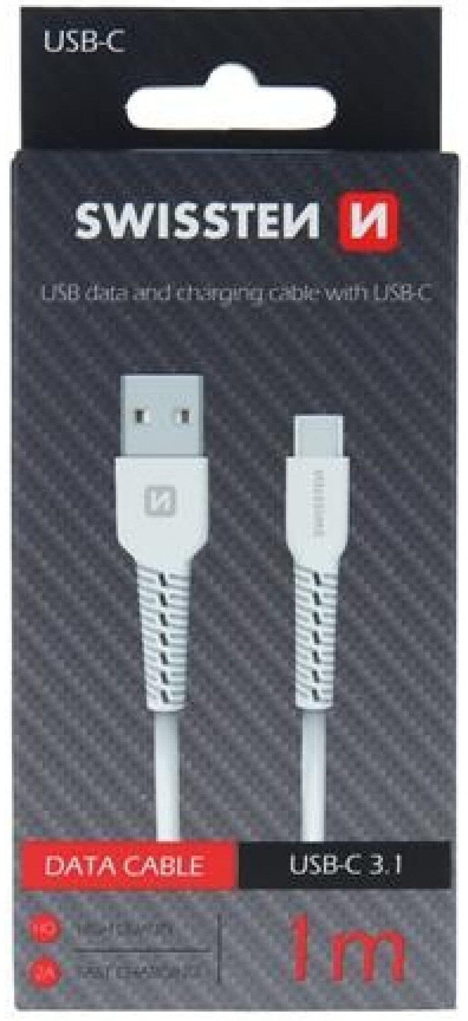 Swissten Datový kabel USB / USB-C 1,0 m bílý