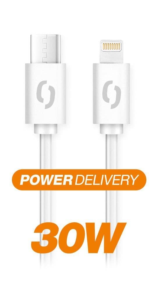 Datový Kabel Aligator Power 3A 30W USB-C/Light 1,5m bílý