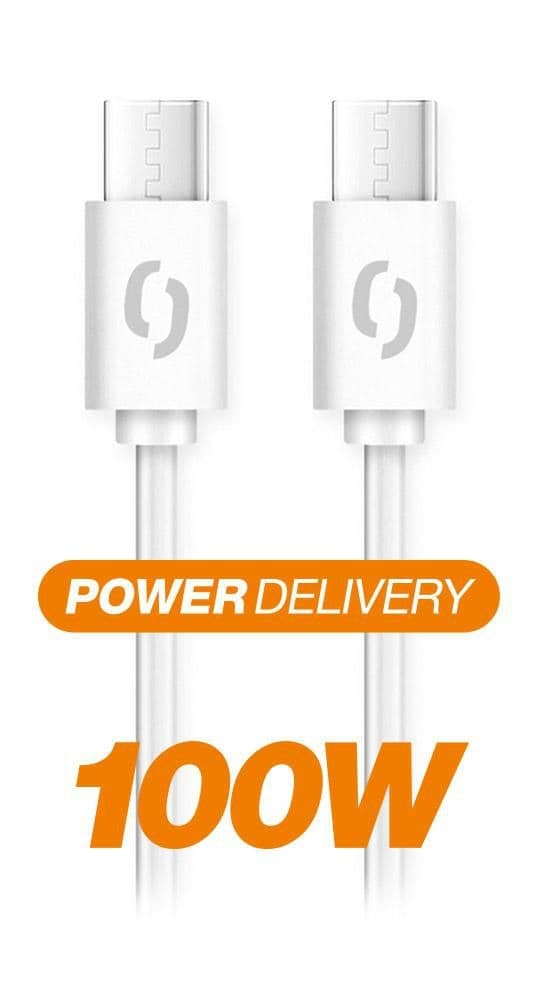 Aligator Datový kabel POWER 100W, USB-C/USB-C 5A, 2,5m bílý