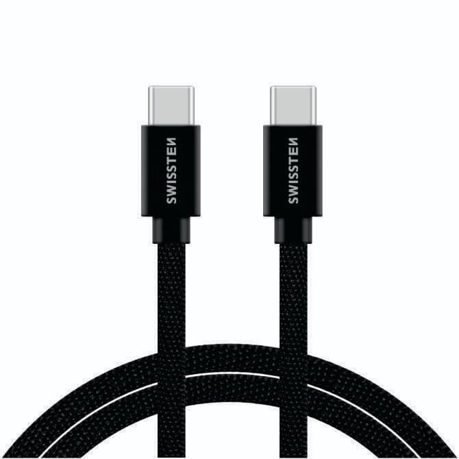 Swissten Datový kabel TEXTILE USB-C / USB-C 2,0 M černý