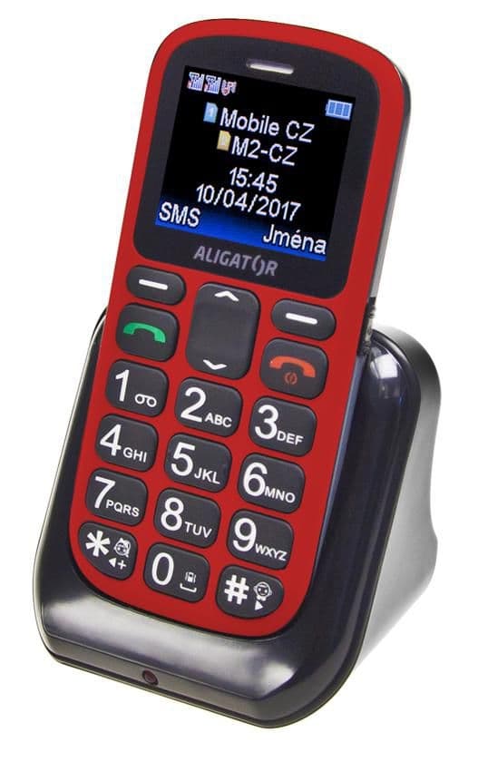 Aligátor Mobilní telefon A321 Senior červeno-černý st.nb.