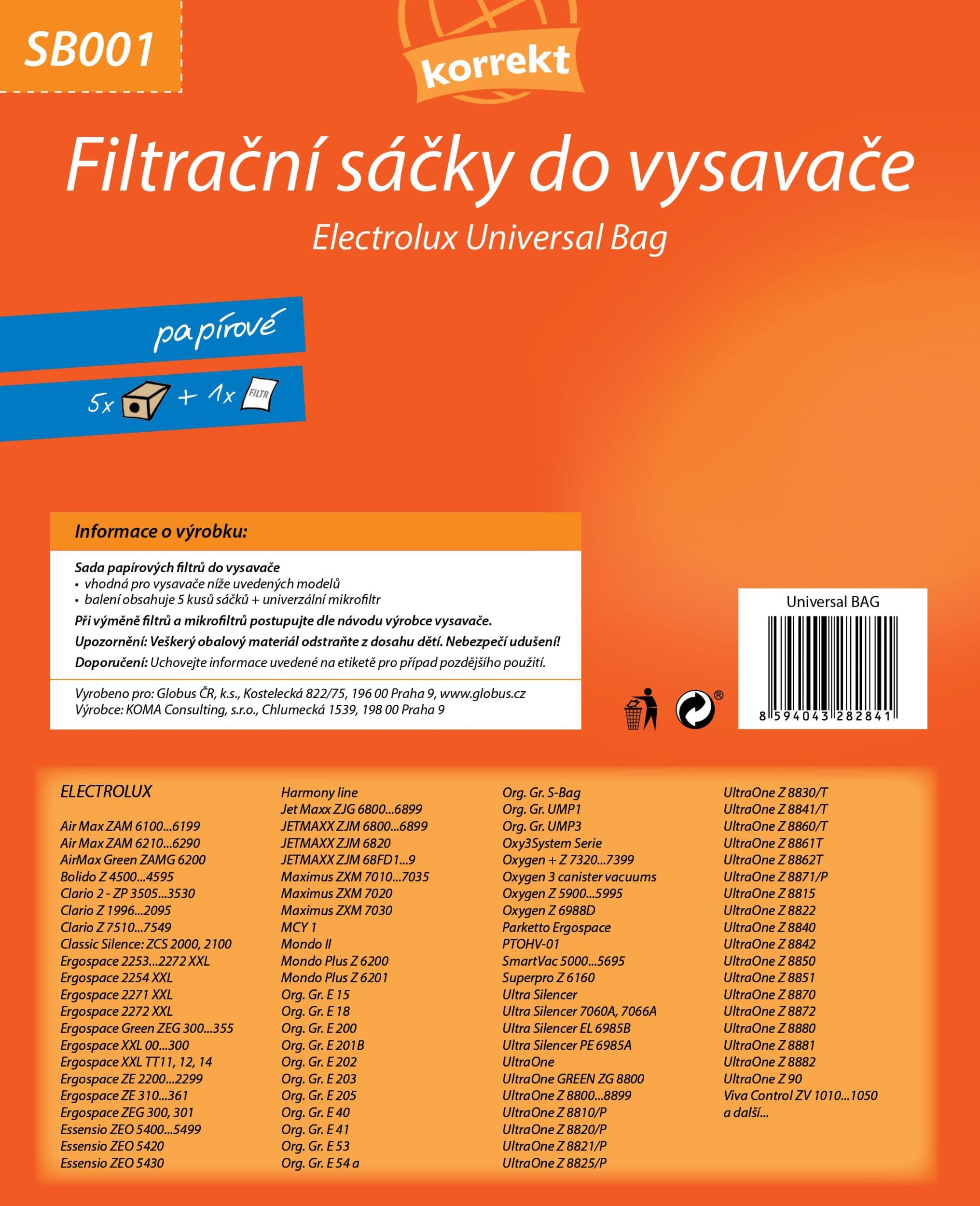 Korrekt Sáčky do vysavače SB001 - Universal Bag