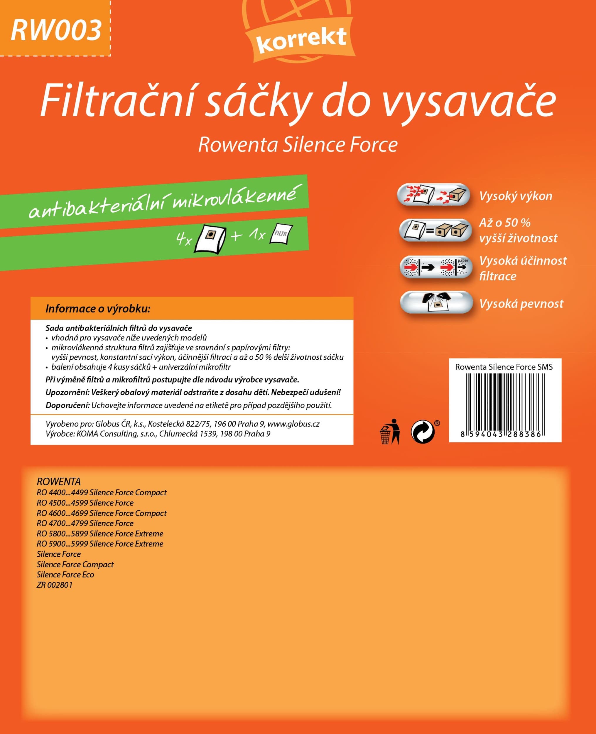 Korrekt Sáčky do vysavače RW003 - Rowenta Silence Force