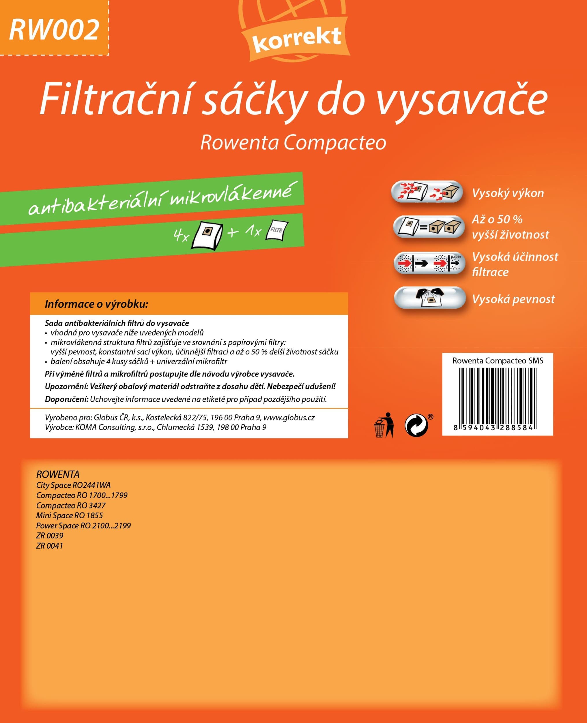 Korrekt Sáčky do vysavače RW002 - Rowenta Compacteo