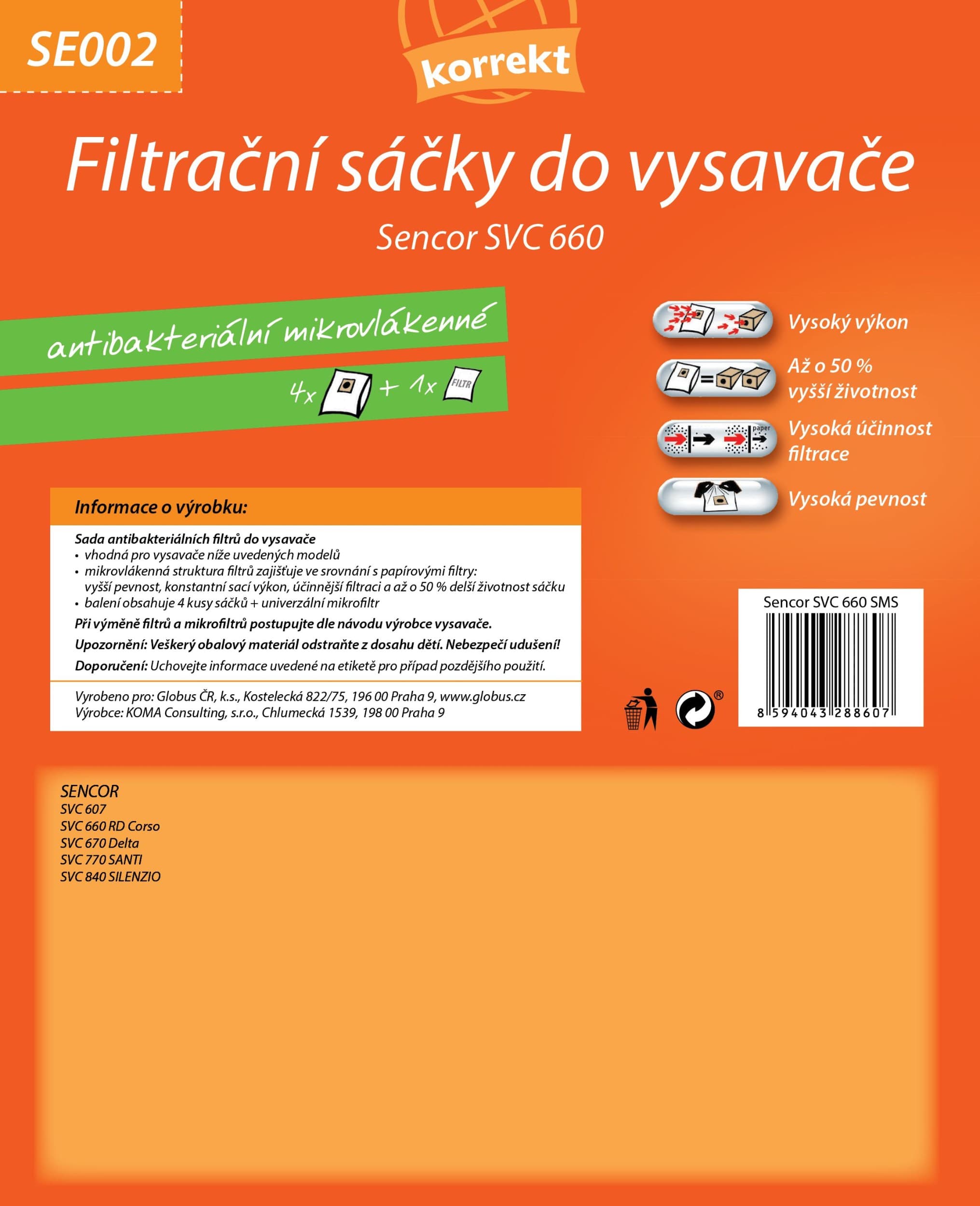 Korrekt Sáčky do vysavače SE002 -  Sencor SVC 660