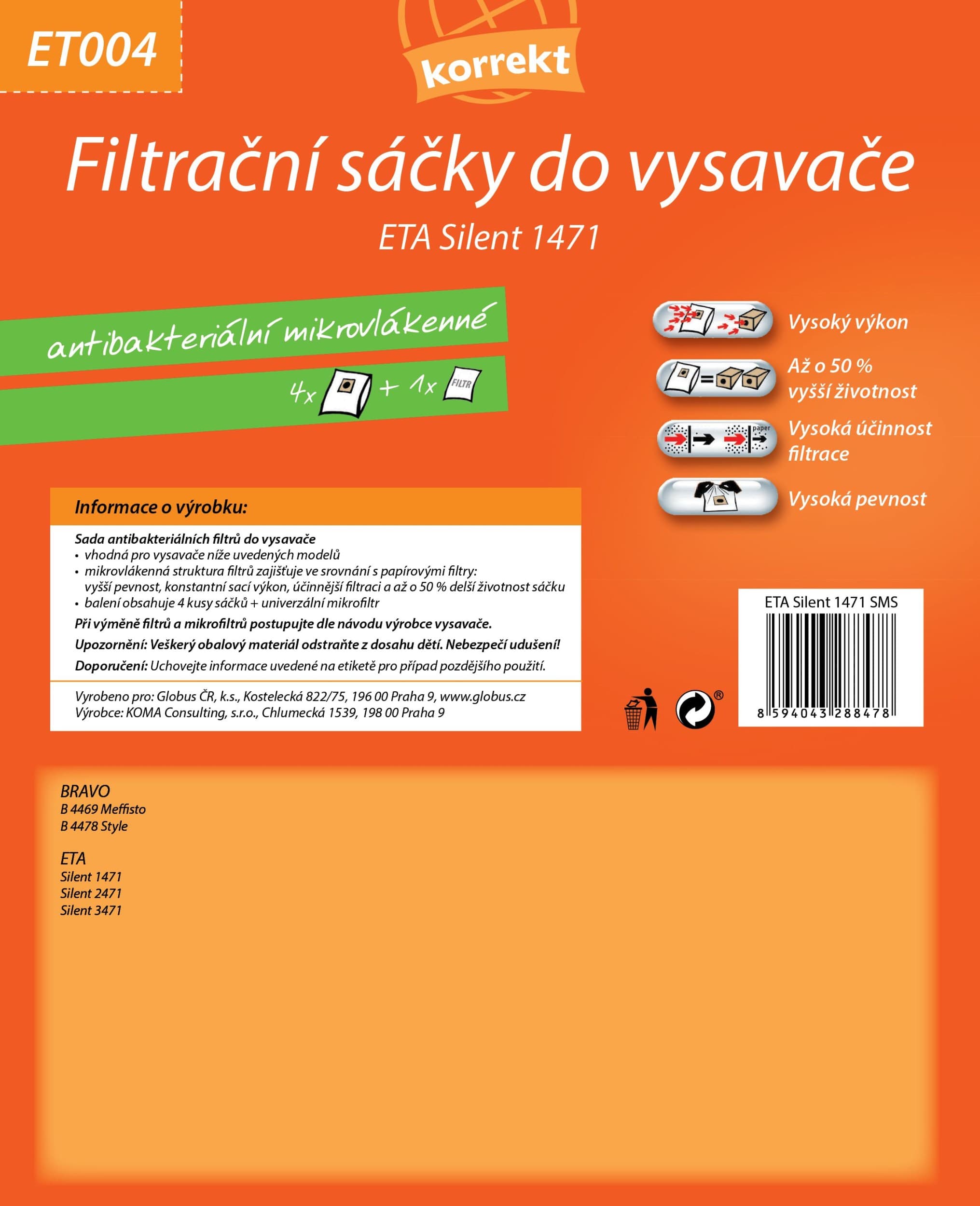 Korrekt Sáčky do vysavače ET004 - ETA Silent 1471