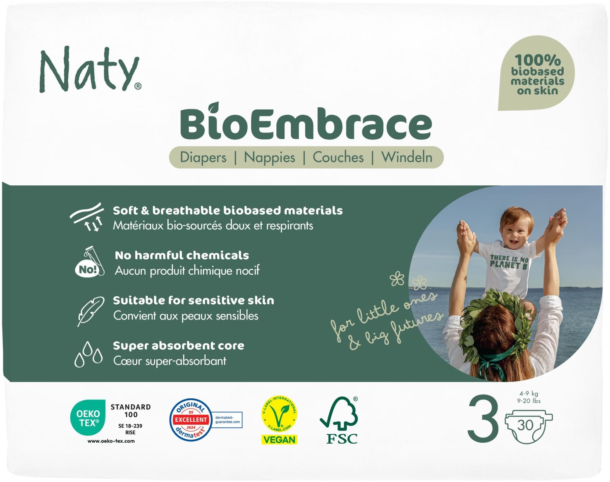 Naty Bioembrace plenky Midi (velikost 3) 4–9 kg