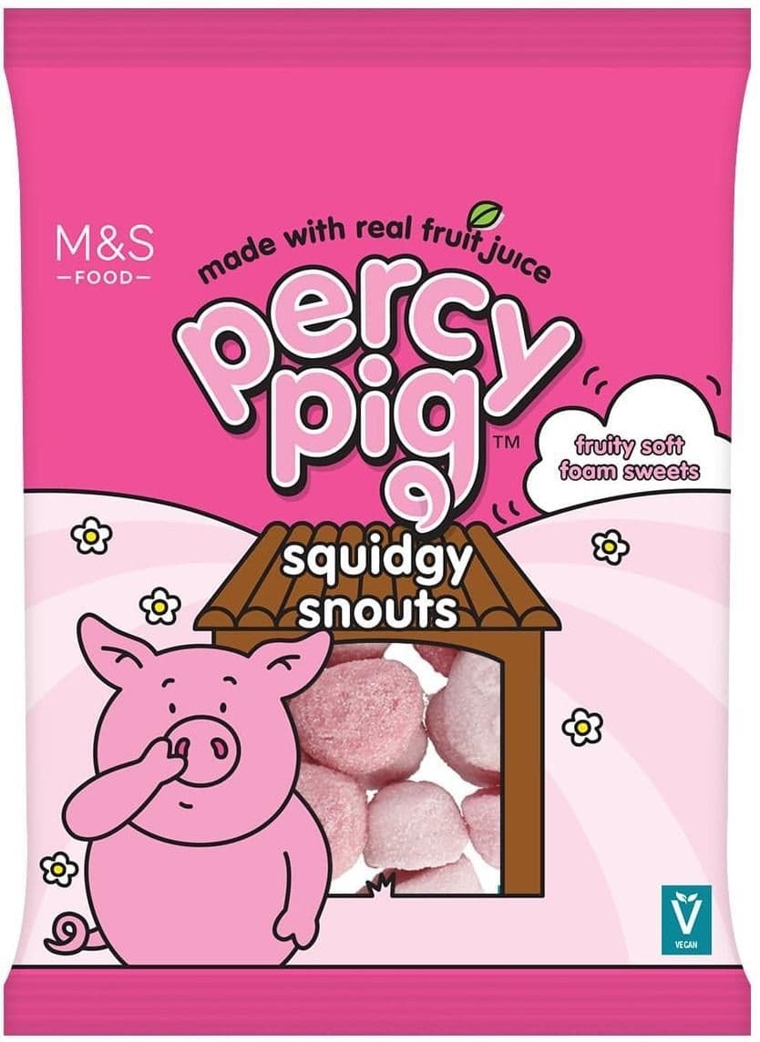 Marks & Spencer Percy Pig – měkké ovocné žvýkací bonbóny s jablečnou šťávou z koncentrátu