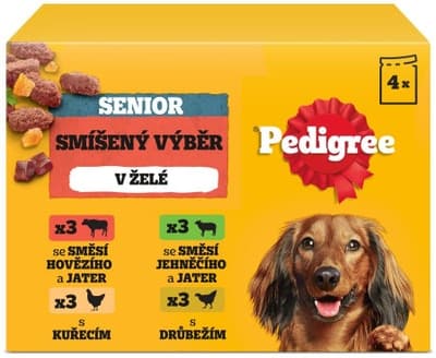 Pedigree kapsičky Senior smíšený výběr v želé 12x 100 g