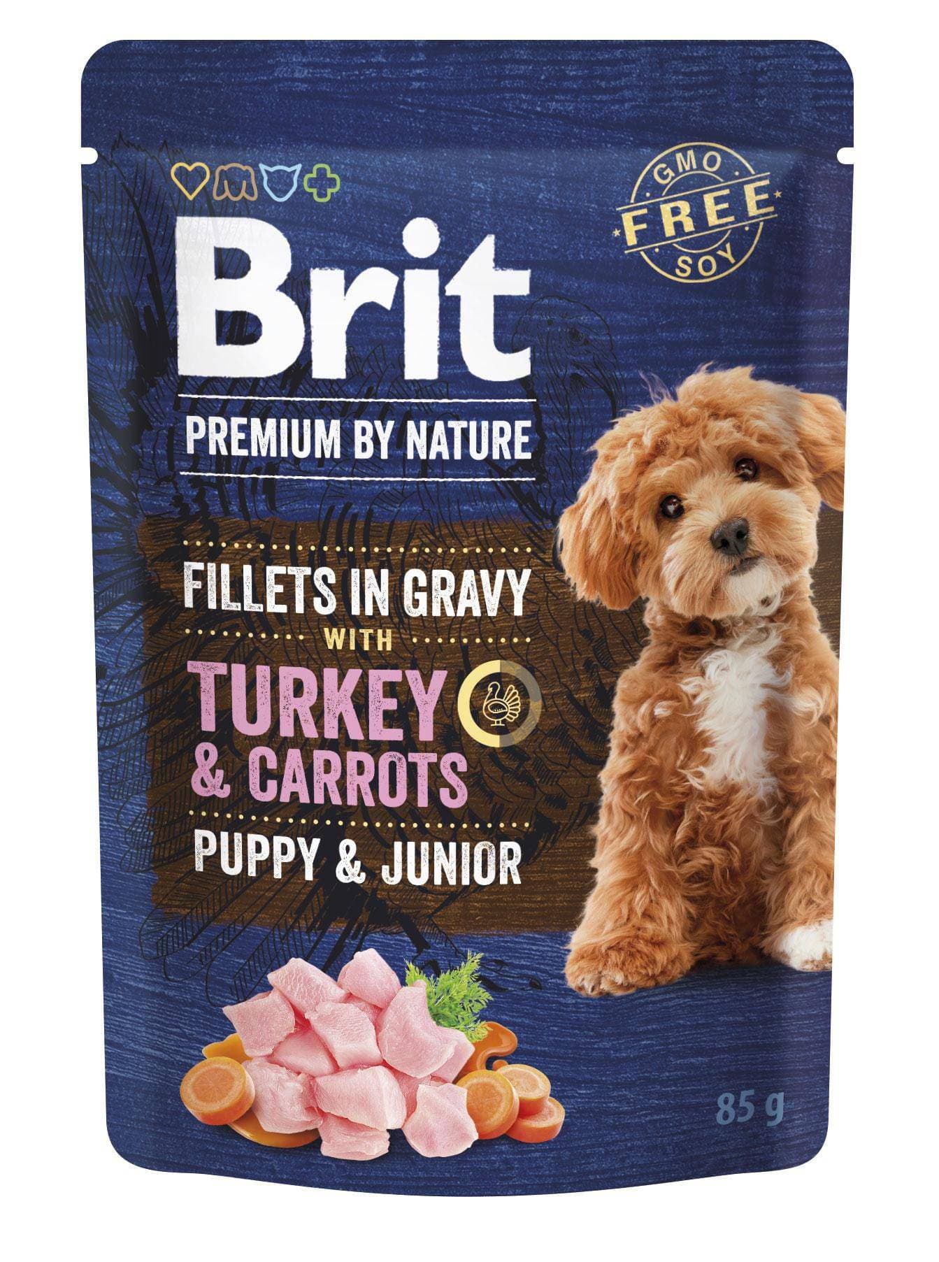 Brit Premium by Nature Dog Puppy & Junior Fillets in Gravy with Turkey & Carrots 85 g