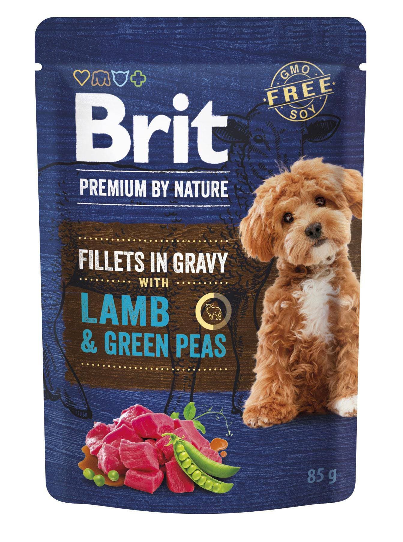 Brit Premium by Nature Dog, Fillets in Gravy with Lamb & Green Peas 85 g