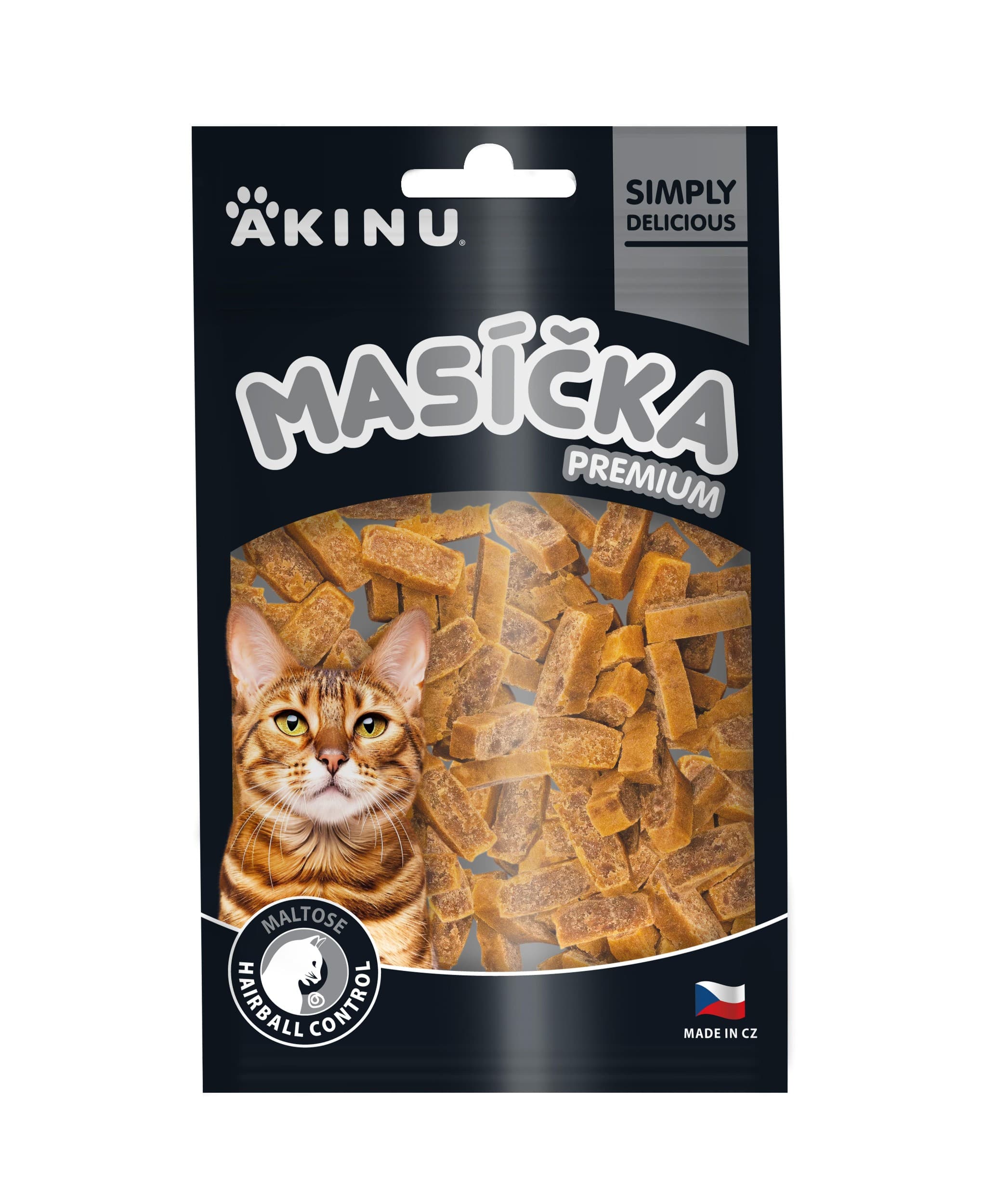 Akinu MASÍČKA PREMIUM Hairball Control pamlsek pro kočky 50 g
