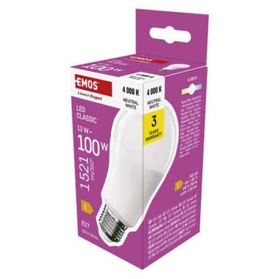 Emos LED žárovka Classic A60 / E27 / 13 W (100 W) / 1521 lm / neutrální bílá